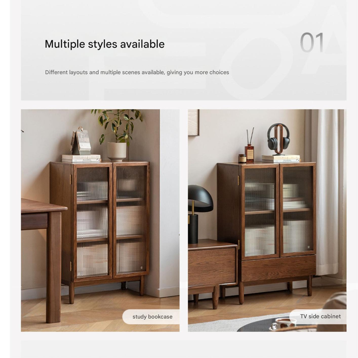 Solid Oak Wood Modern Side Cabinet - Stylish Storage for Living Room, Bedroom, or Office