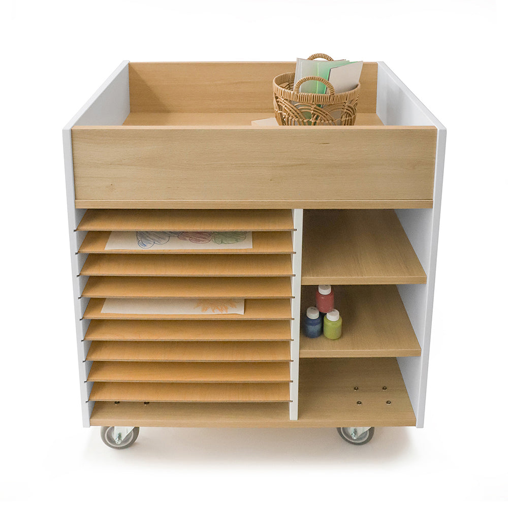 Elevated™ Rolling Art Supply Cart with 3-Tier Storage - Perfect for Artists, Crafters & Teachers - Organize Paints, Brushes & Art Tools in Studio or Classroom