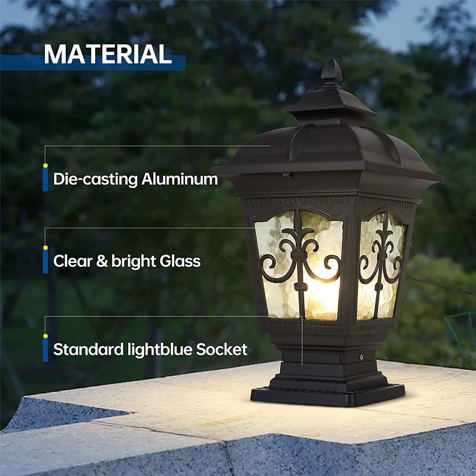Modern Outdoor Pillar Lights - E26 Aluminum Column Post Lights with Seeded Glass, Waterproof Exterior Lighting for House, Garden, Backyard & Patio | Durable Landscape Lighting for Pathways, Driveways & Outdoor Decor