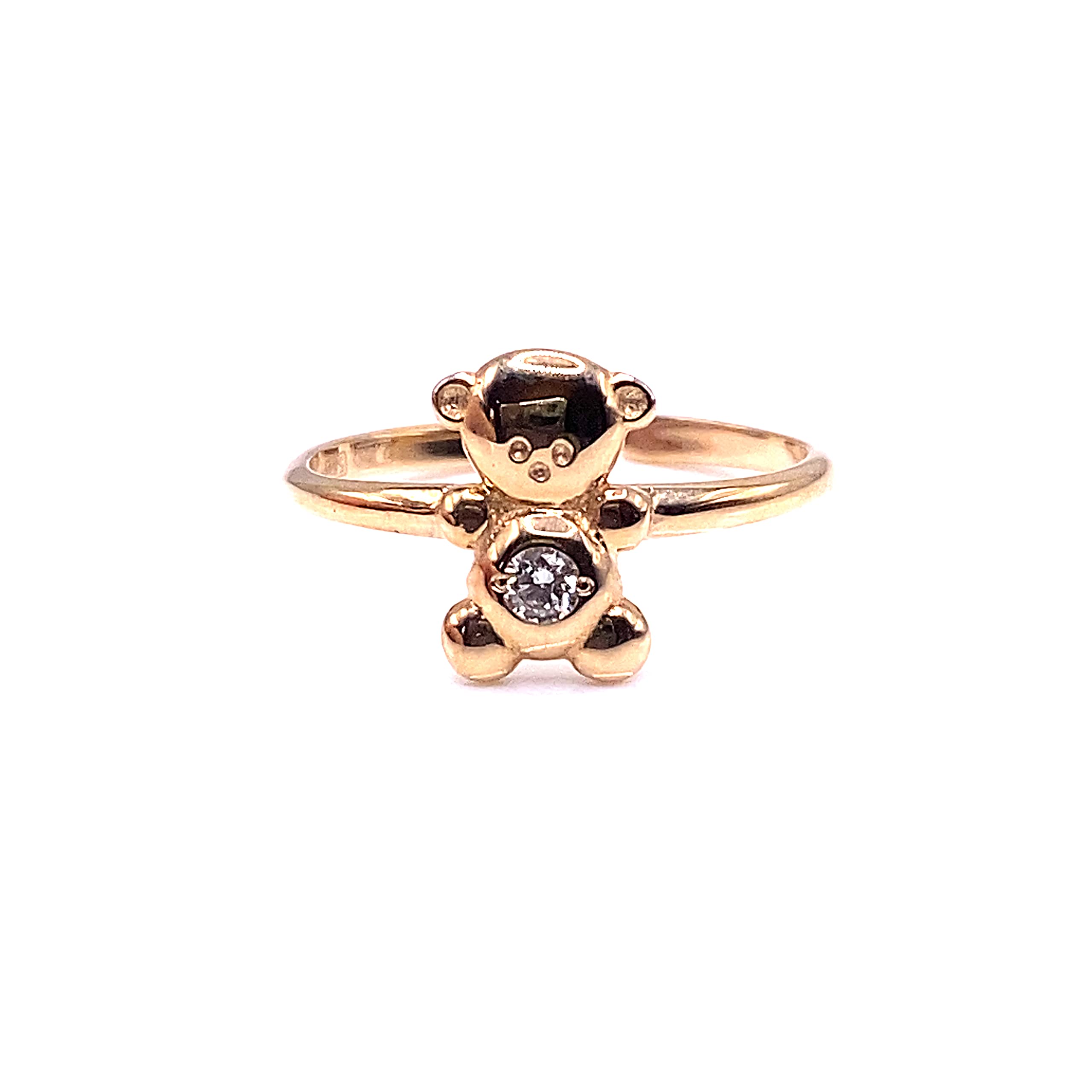 14K Rose Gold Diamond Teddy Bear Ring for Kids & Girls - Perfect for Birthdays, Gifts & Special Occasions