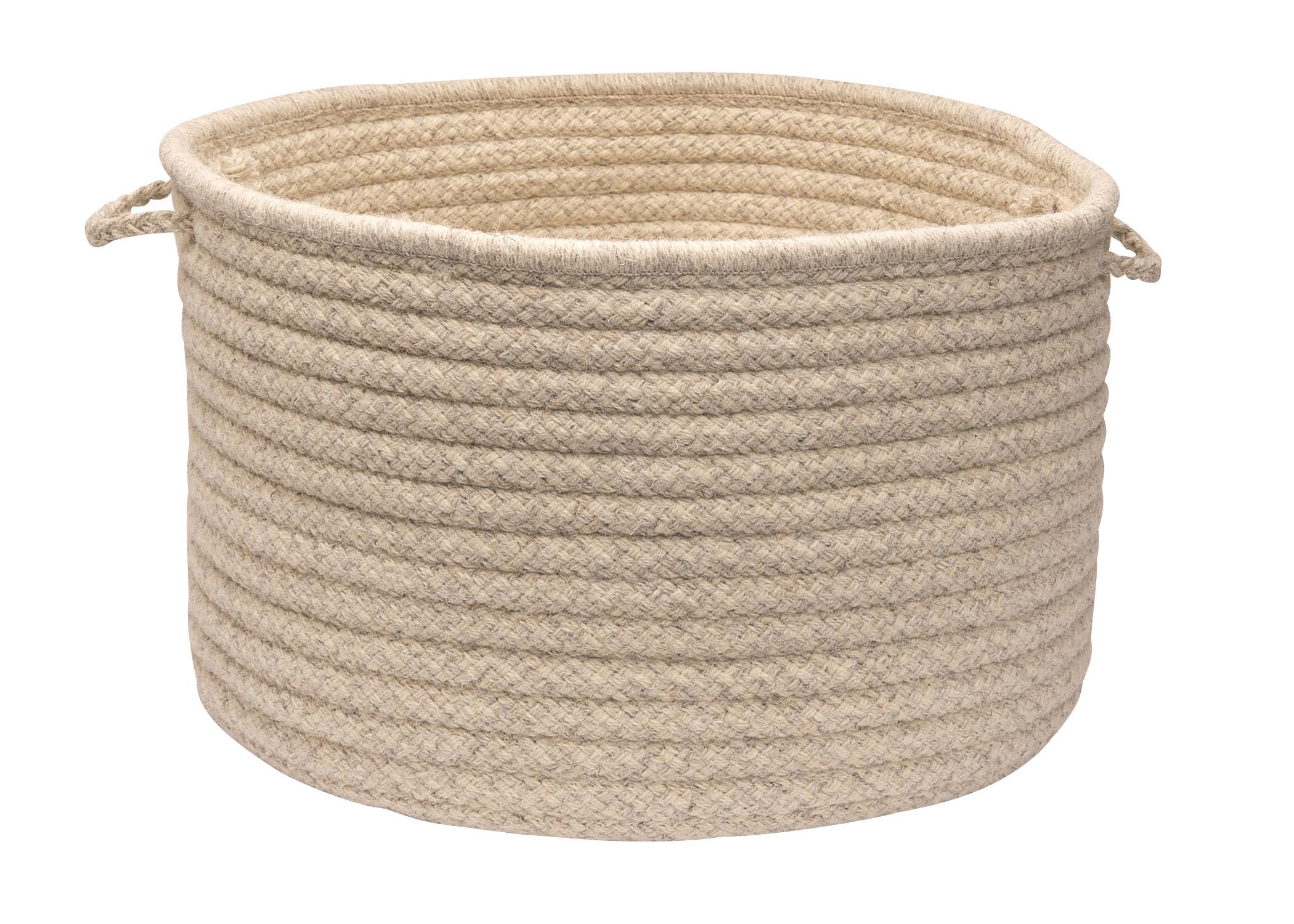 Colonial Mills Natural Wool Houndstooth Basket - Cream 18x18x12 Inches - Handwoven Storage Basket for Home Decor, Blankets, Toys & Laundry - Farmhouse & Boho Style