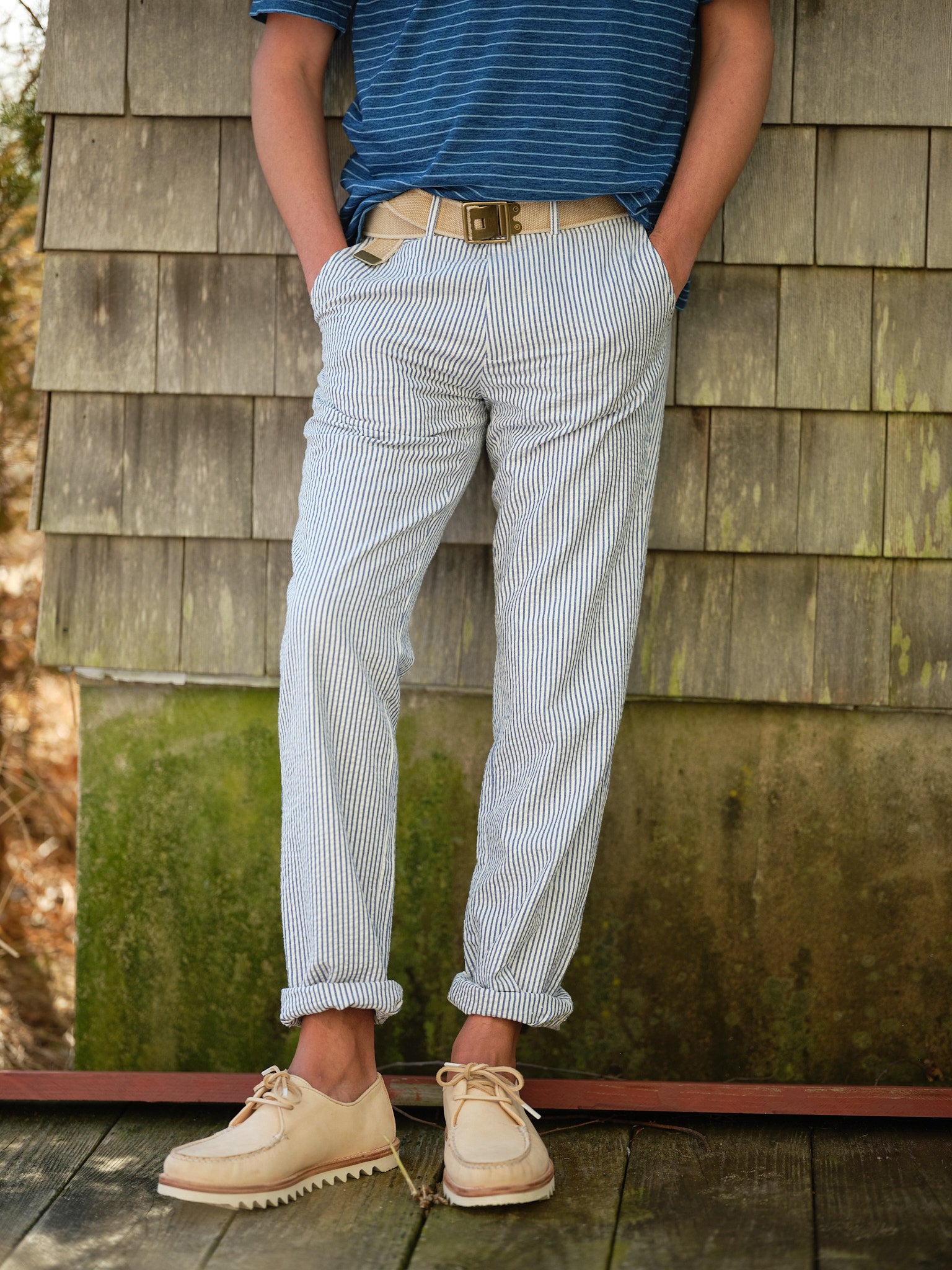 Camden Pant in Navy Seersucker - Lightweight Summer Trousers for Men | Perfect for Casual Wear, Office & Outdoor Activities