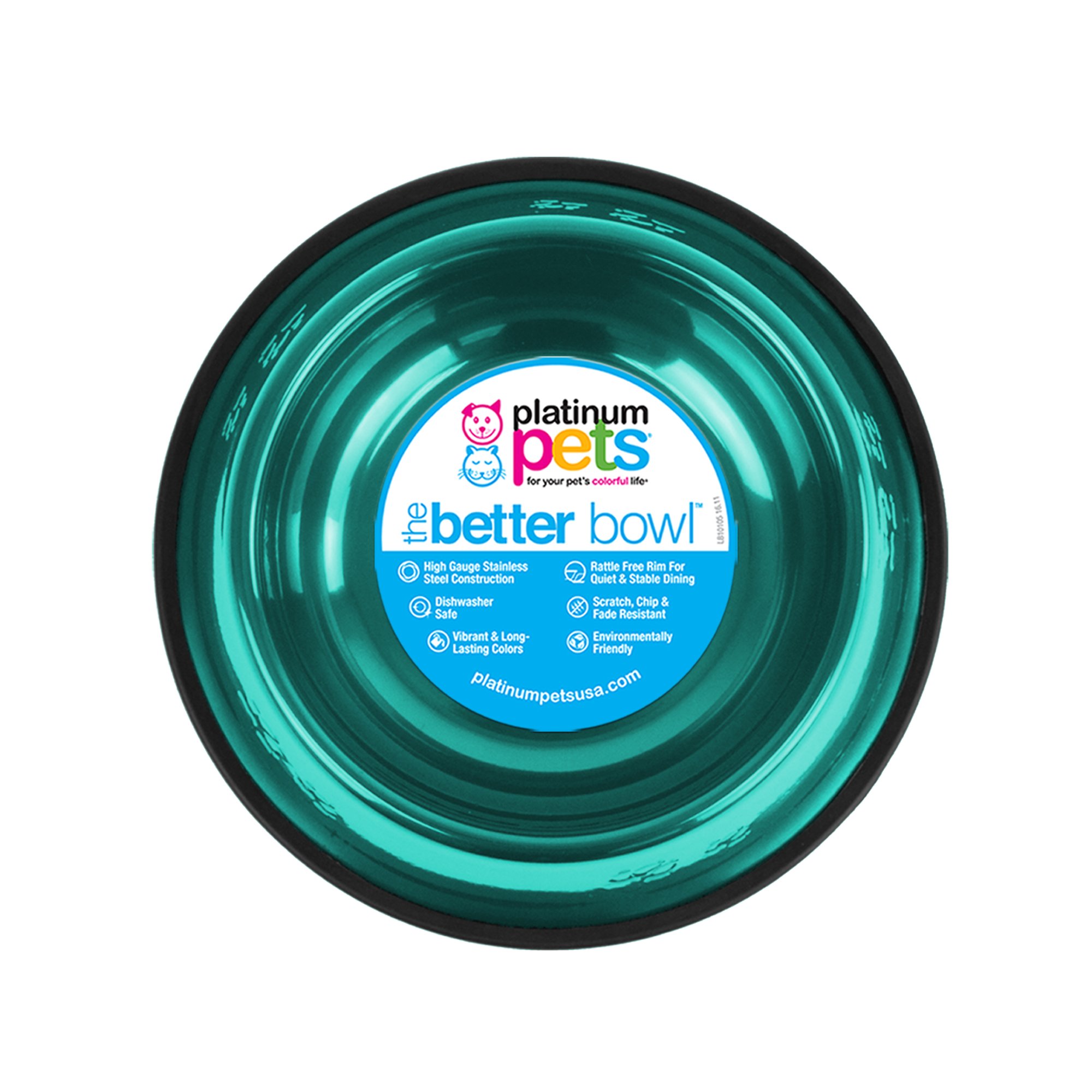Premium Non-Tip Stainless Steel Dog Bowl for Large Breeds - Platinum Pets Caribbean Teal X-Large - Durable Pet Food & Water Dish for Indoor/Outdoor Use