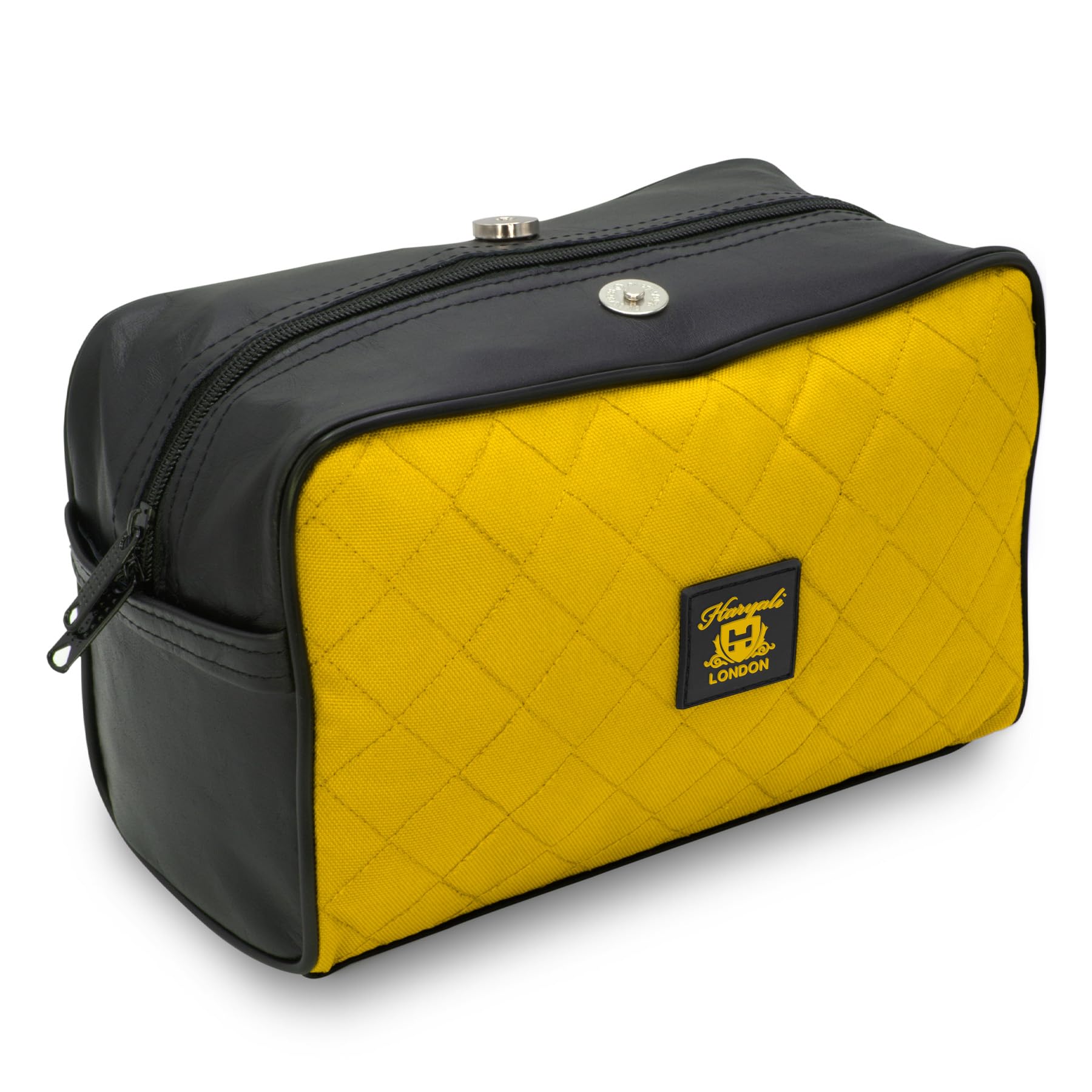 Water-Resistant Leather Toiletry Bag for Men & Women - Large Travel Wash Bag, Shaving Dopp Kit, Gym & Bathroom Organizer - Perfect for Travel, Camping & Daily Use (Yellow)