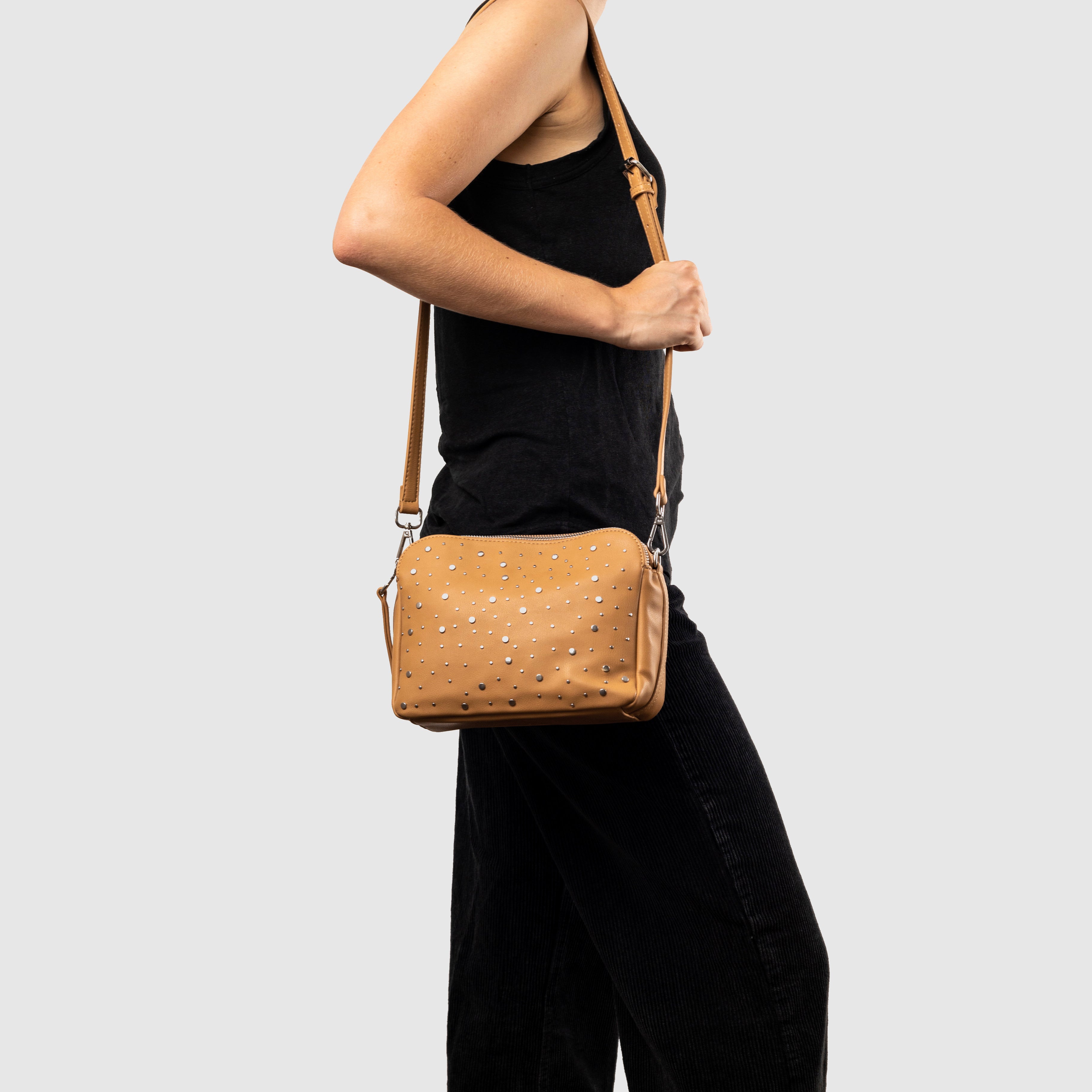 Stylish Galaxy Crossbody Bag in Taupe - Perfect for Travel, Shopping & Everyday Use