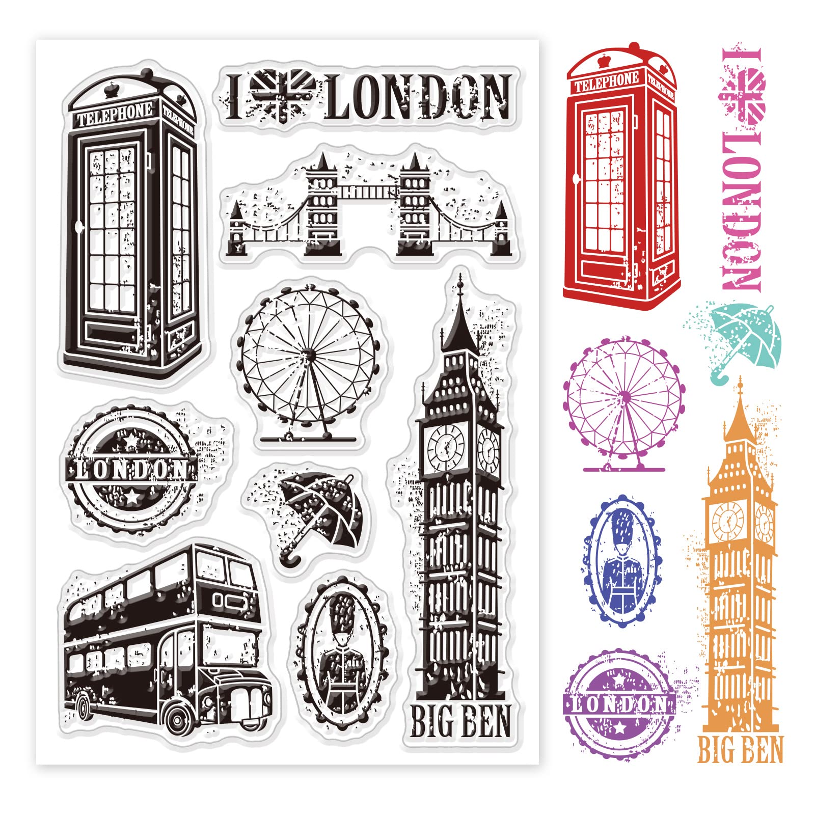 GLOBLELAND London Elements Clear Silicone Stamps for DIY Scrapbooking - Transparent Rubber Stamps for Birthday Cards, Valentine's Day Crafts, Photo Album Decoration & Paper Art Projects | Perfect for Handmade Greeting Cards, Journaling, and Home Decor