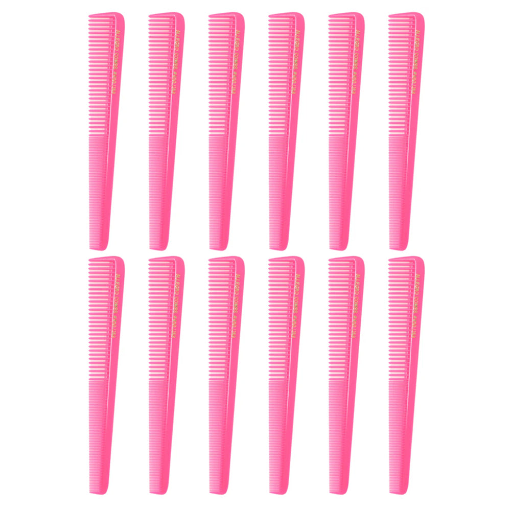 Allegro Combs 450 Professional Tapered Barber Hair Cutting Combs - 12 Pack Black Styling Combs for Fade, Undercut & Precision Haircuts | Salon & Home Use