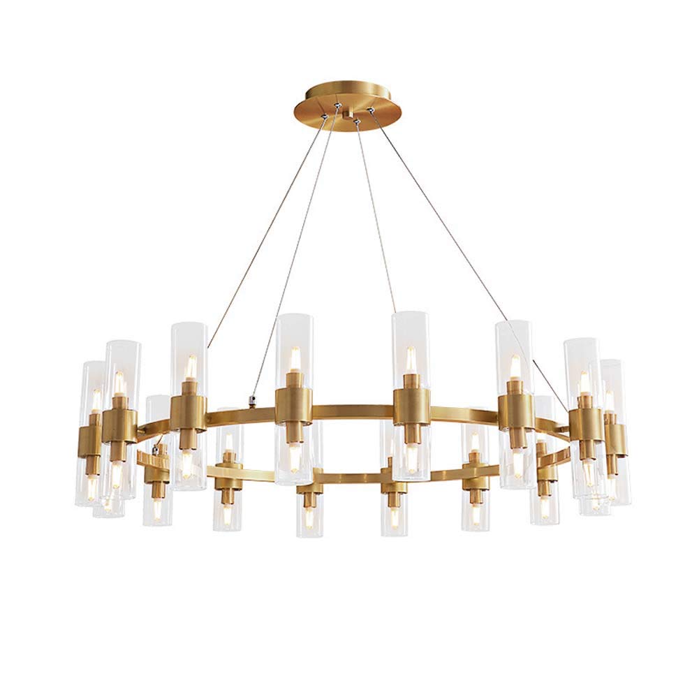 Modern Crystal Glass Chandelier with 32 Adjustable G9 Lights - Full Copper Ceiling Pendant Lighting Fixture for Dining Room, Living Room, Bedroom & Bathroom | Elegant Home Decor & Wedding Venue Lighting