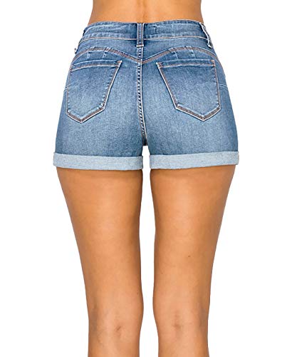WAX JEAN 'I Love You' High Waisted Sustainable Denim Shorts - REPREVE Recycled Fabric - Perfect for Summer Outfits & Casual Wear