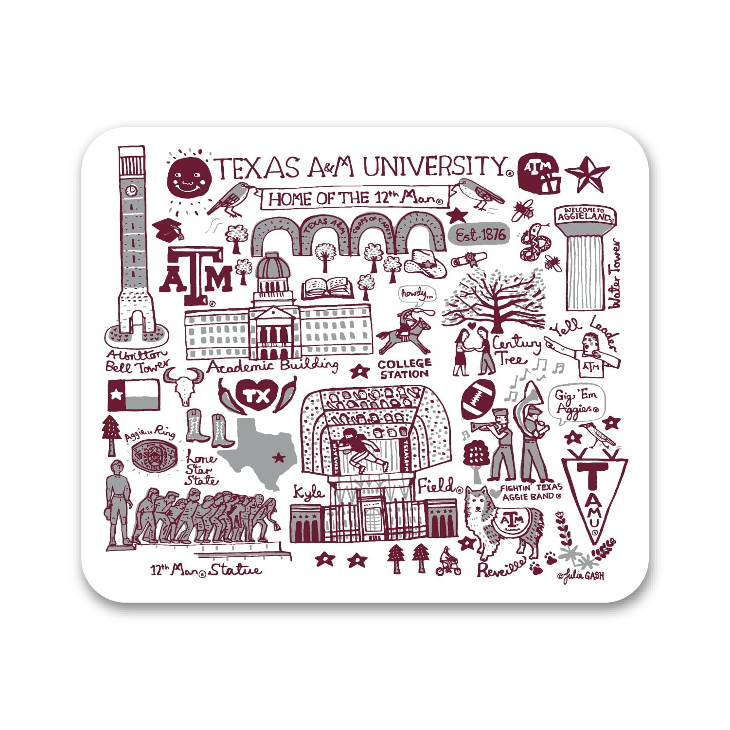 Texas A&M University Mouse Pad - Non-Slip Gaming & Office Fabric Mousepad with Vibrant Logo - Perfect for College Students, Gamers & Work from Home Setup