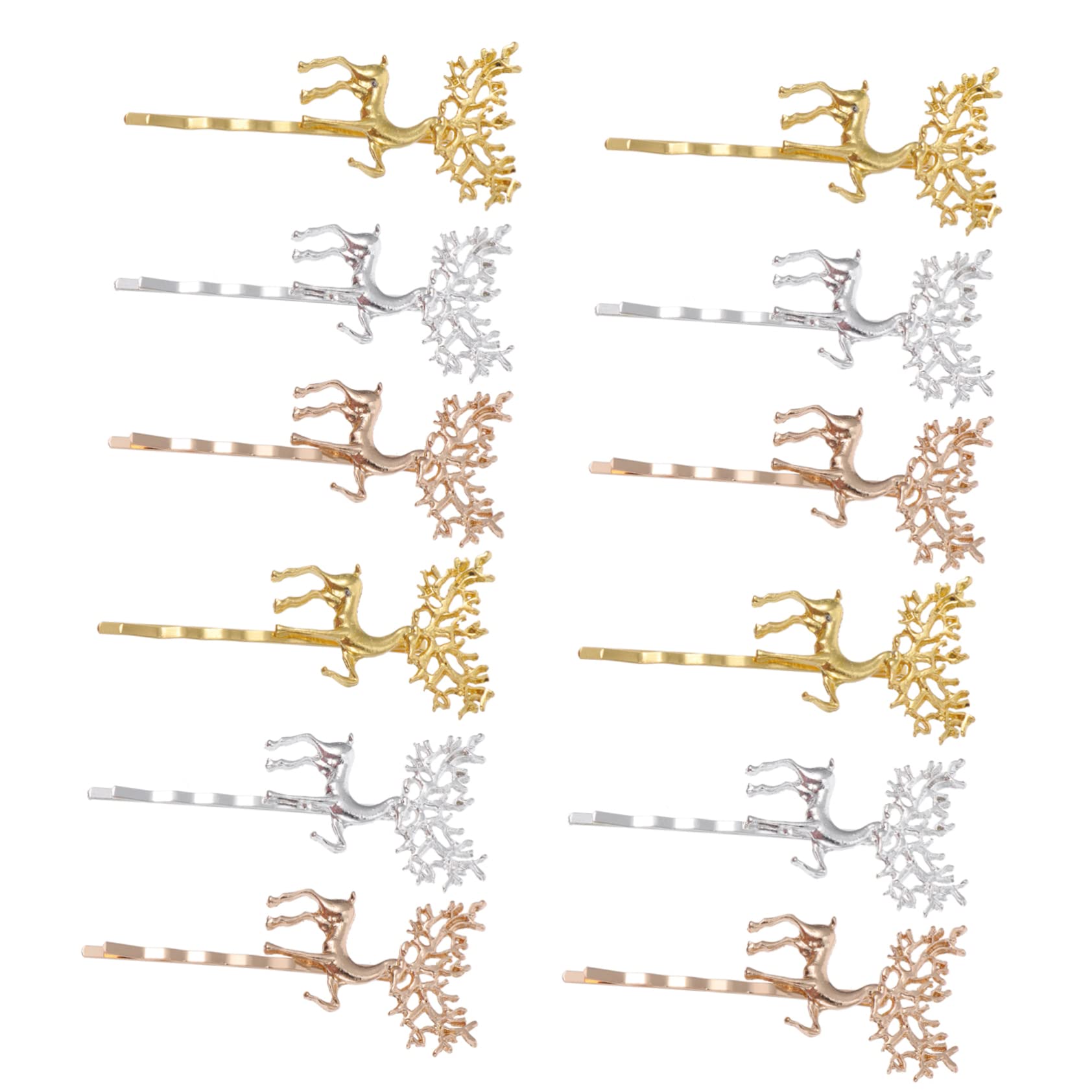 FOMIYES 12PCS Christmas Reindeer Hair Clips - Metal Alloy Hairpins for Women, Holiday Hair Accessories (Perfect for Christmas Parties, Festive Outfits & Gift Giving)