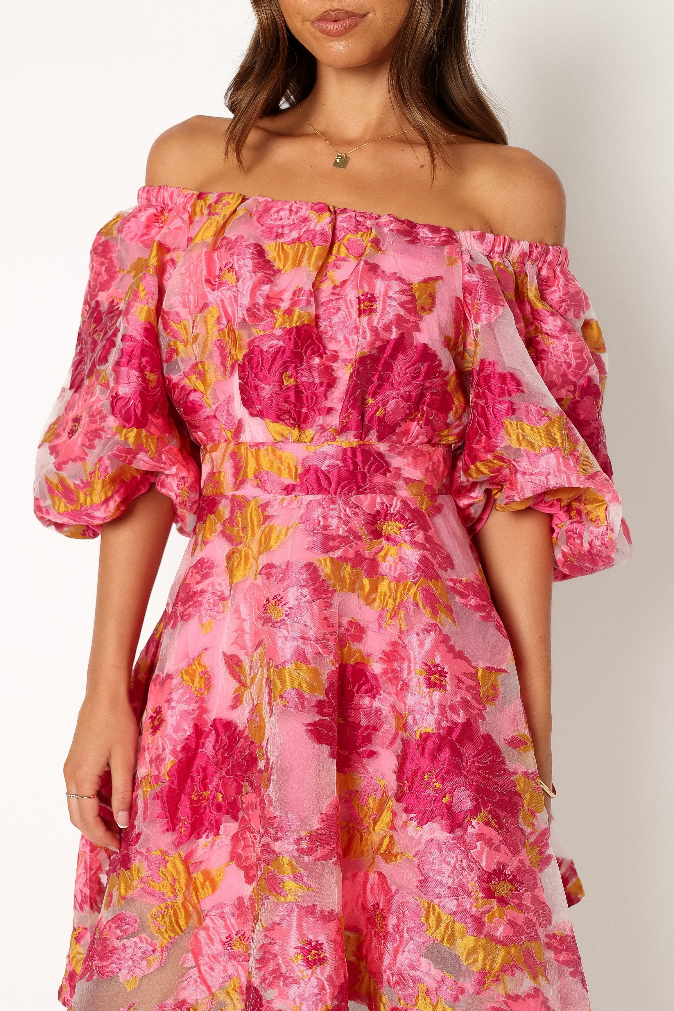 Faye Off Shoulder Mini Dress - Pink Floral Summer Dress for Women | Beach Party, Date Night, Vacation Outfit