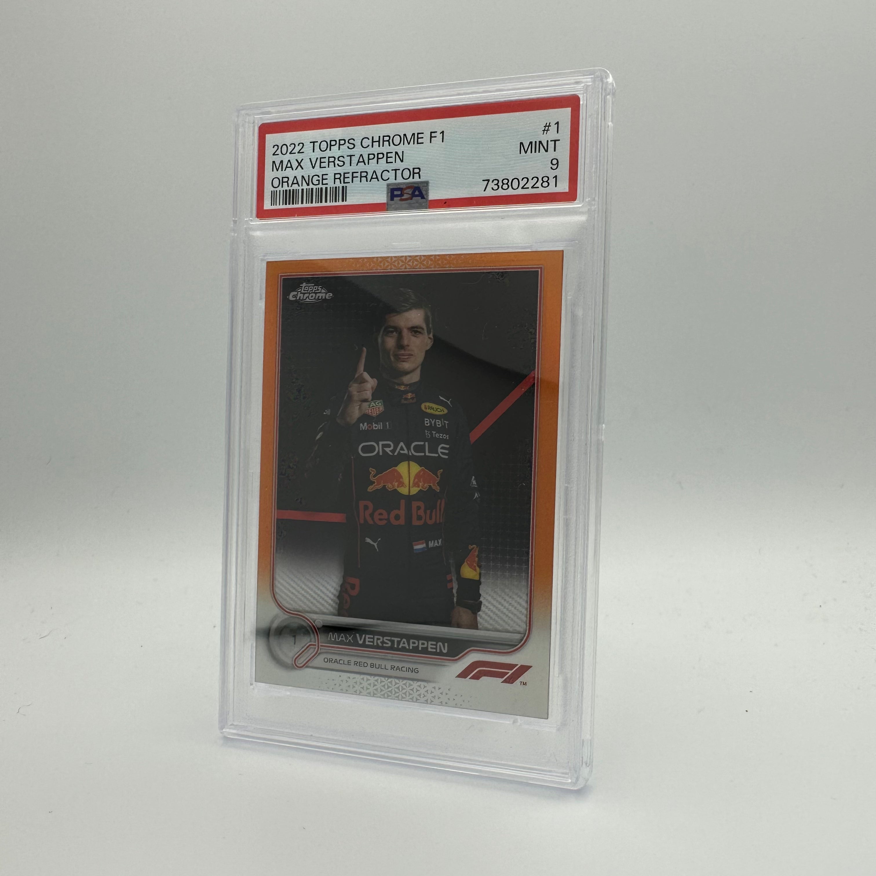 PSA 9 Graded 5/25 MAX VERSTAPPEN #1 ORANGE REFRACTOR Trading Card - Perfect for Collectors, Sports Memorabilia Display, and Formula 1 Fan Gifts