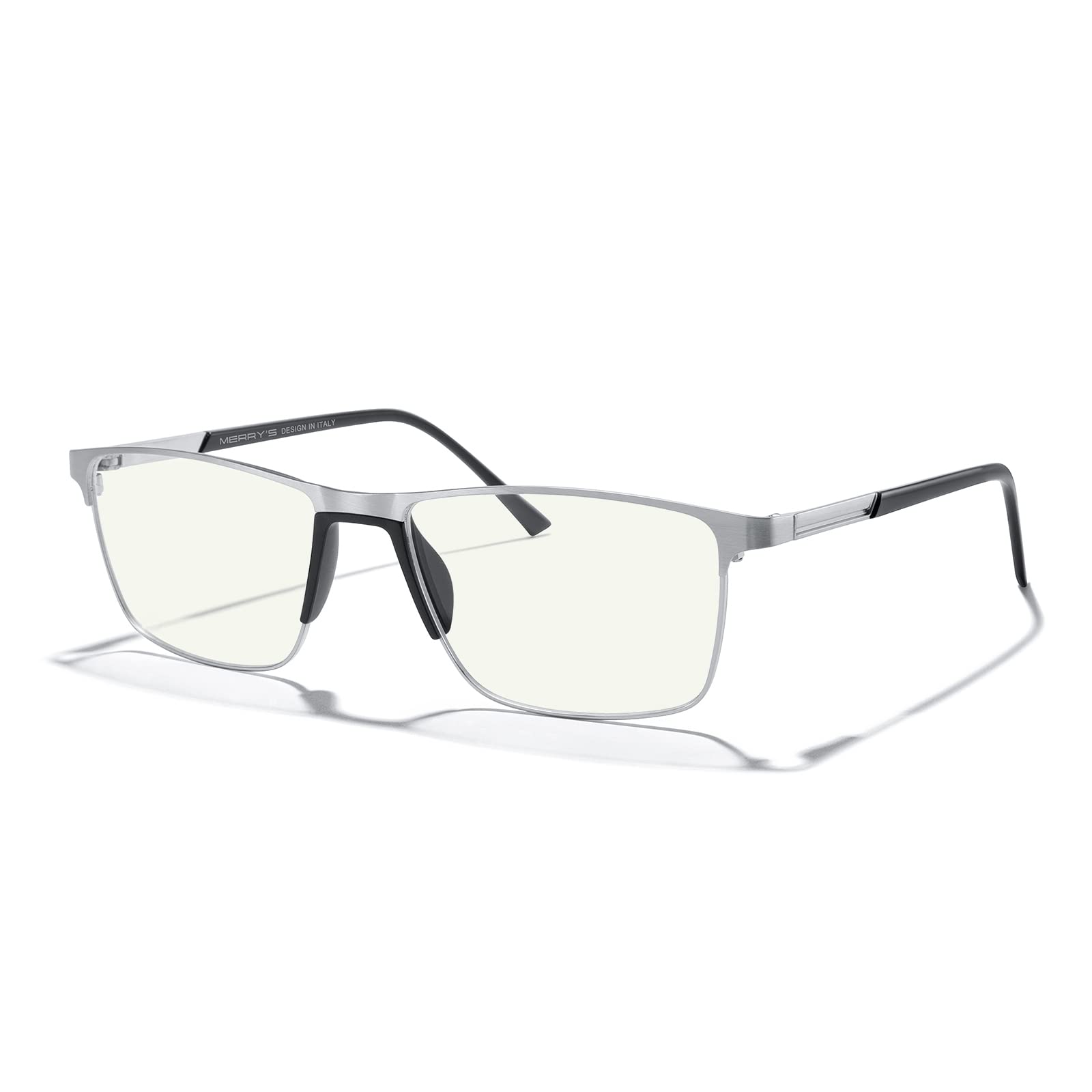Blue Light Blocking Glasses for Men - Anti Eye Strain Reading Glasses with Metal Frame & Spring Hinge - Perfect for Computer Work, Gaming & Night Reading