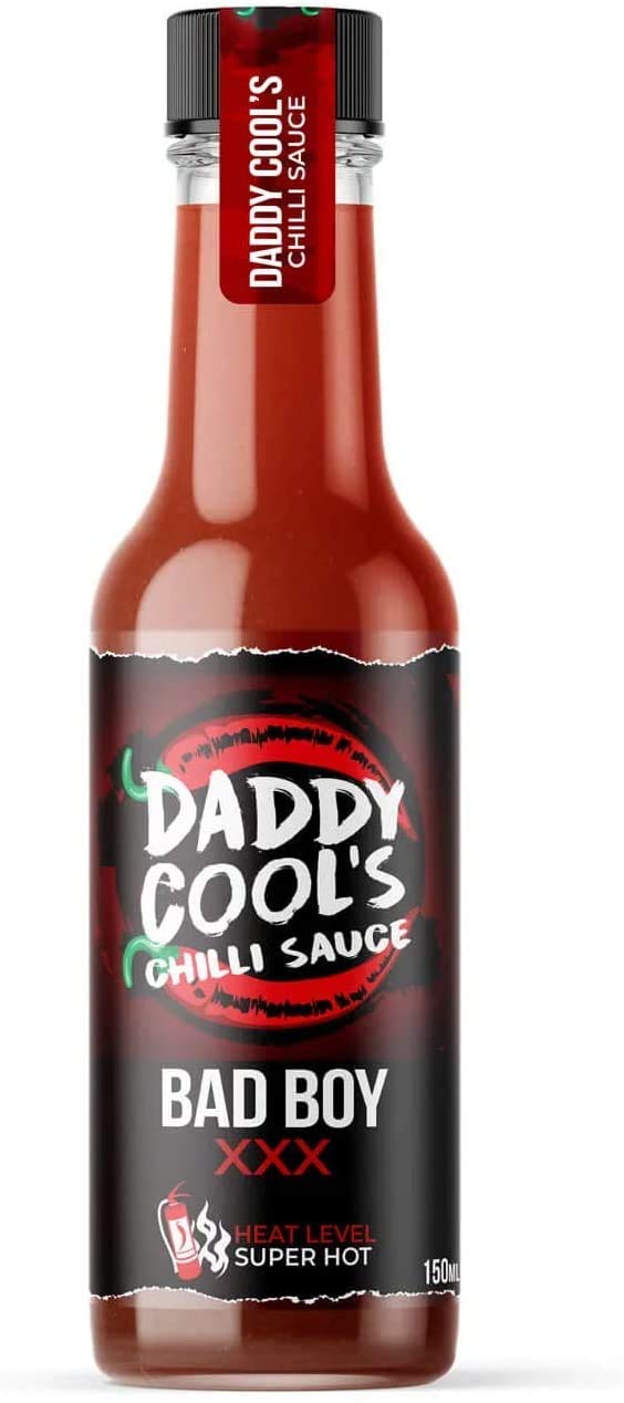 Daddy Cool's Bad Boy XXX Super Hot Chili Sauce - 5 fl oz - Spicy Hot Sauce for Tacos, Wings, Burgers & BBQ