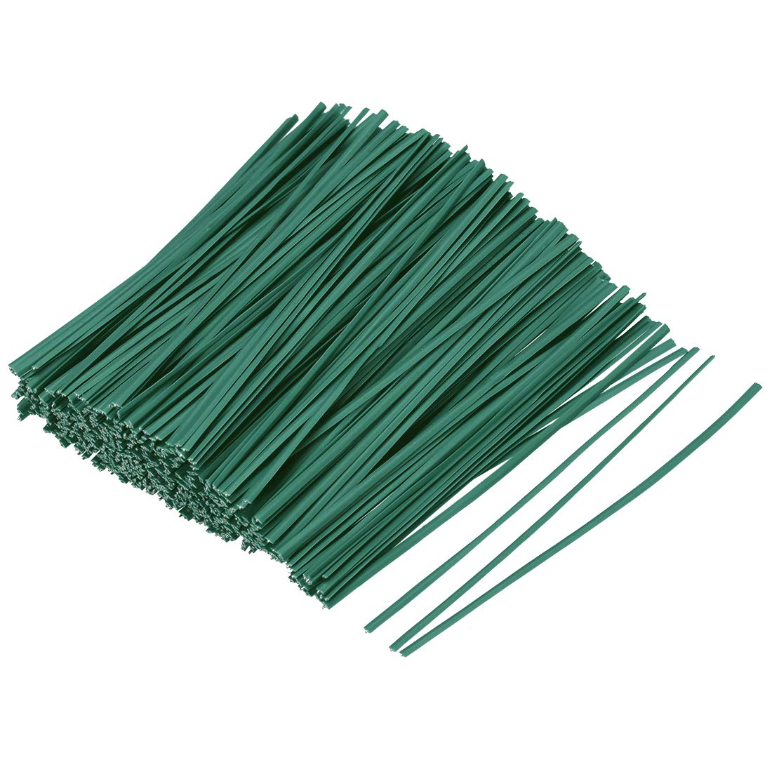 uxcell 100mm x 2mm Metallic Twist Ties - 500pcs Green Plastic Cable Cord Ties for Organizing Wires, Gardening, and DIY Projects