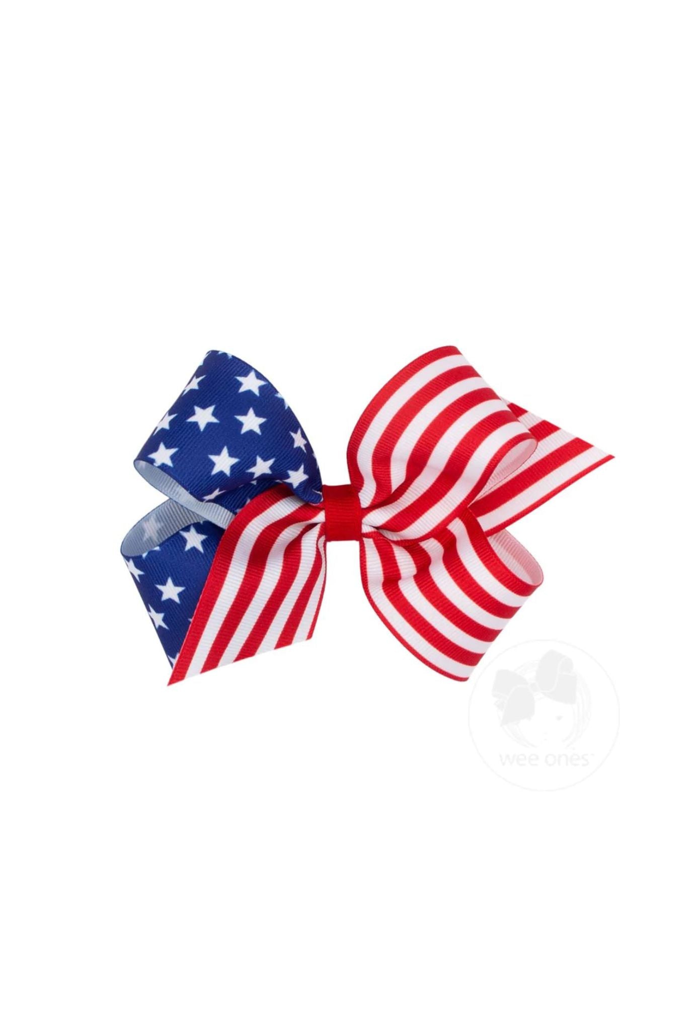 Medium Patriotic Star Stripe Bow - Red White Blue Hair Accessory for 4th of July, Independence Day & Memorial Day Celebrations