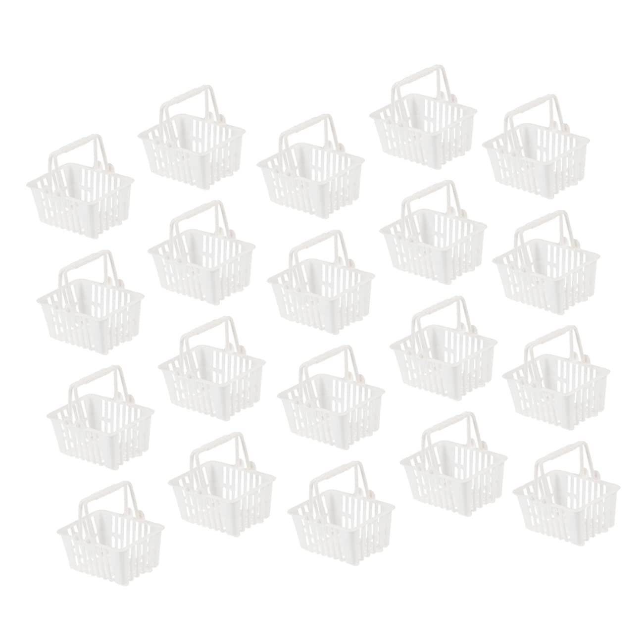 20pcs Mini Plastic Shopping Baskets for Kids - Easter Egg Basket, Toy Shopping Cart for Girls & Boys - Perfect for Easter Egg Hunts, Pretend Play, and Classroom Rewards (White)