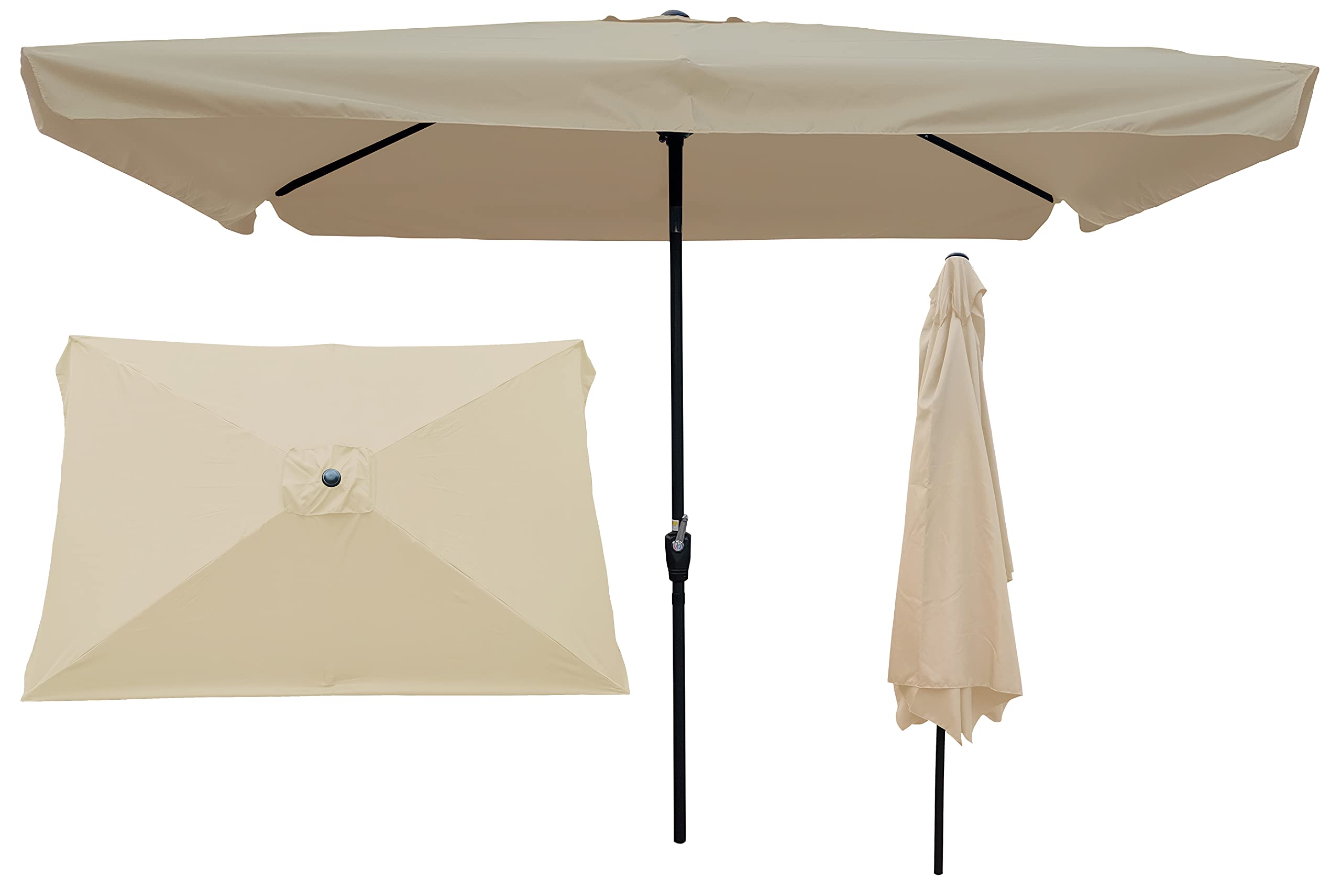 M MUNCASO 10 x 6.5ft Rectangular Patio Umbrella with Crank & Tilt - Outdoor Market Umbrella for Garden, Pool, Deck, and Backyard Relaxation