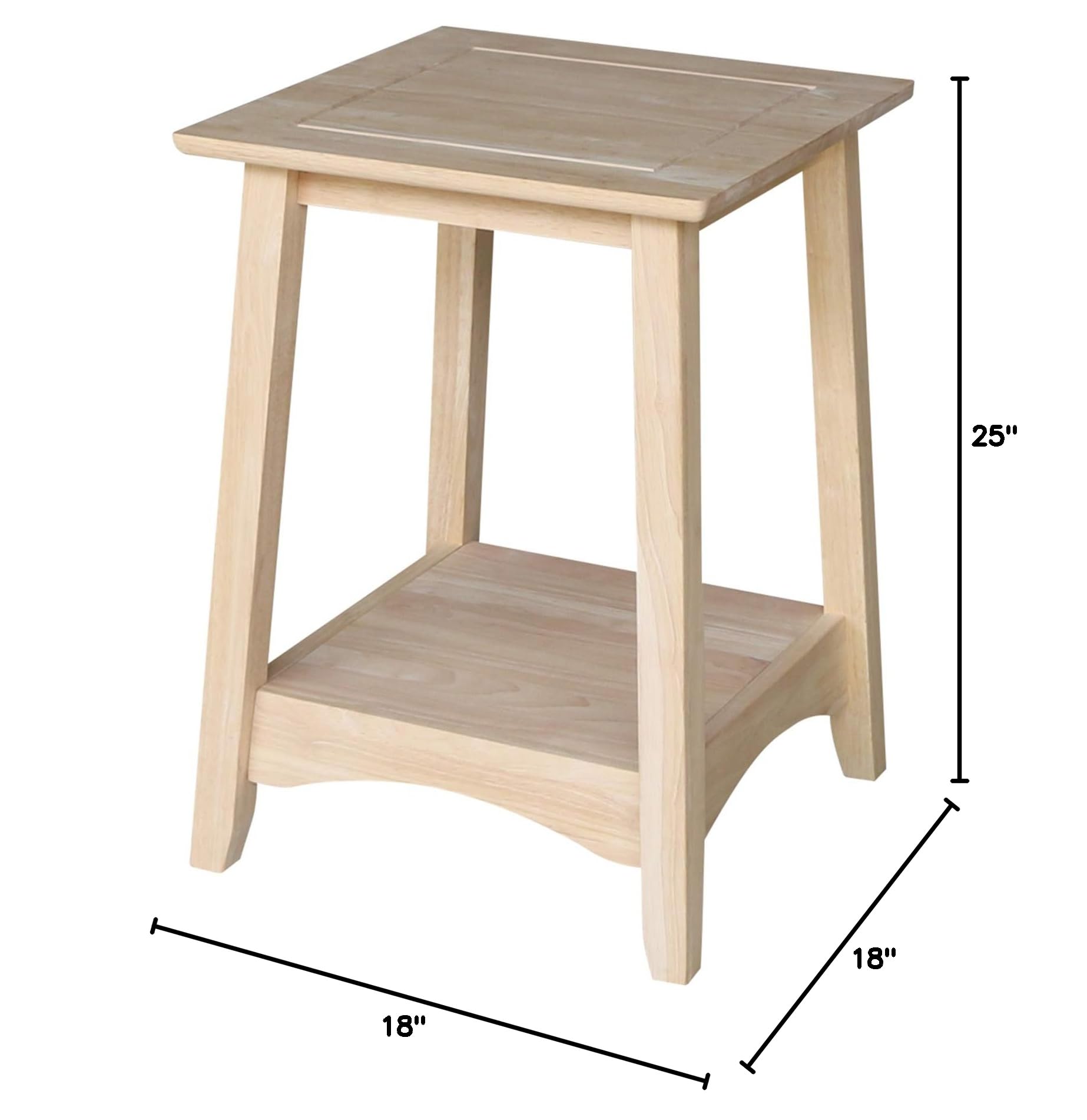 Unfinished International Concepts Bombay Tall End Table - Stylish Side Table for Living Room, Bedroom, or Office Decor