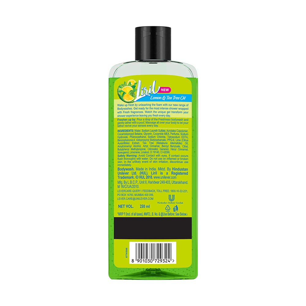 Pond's Pure White Anti Pollution Activated Charcoal Face Wash 100g & Liril Lemon Tea Tree Oil Body Wash 250ml - Deep Cleansing for Acne & Oil Control, Refreshing Shower Gel for Smooth Skin