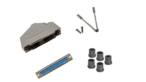 Premium DB37 Female Solder Kit with No Ear Full Profile Metal Hood - High Quality Connector for Automotive & Industrial Use (Great for Wiring Projects, DIY Repairs, and Electronic Installations)
