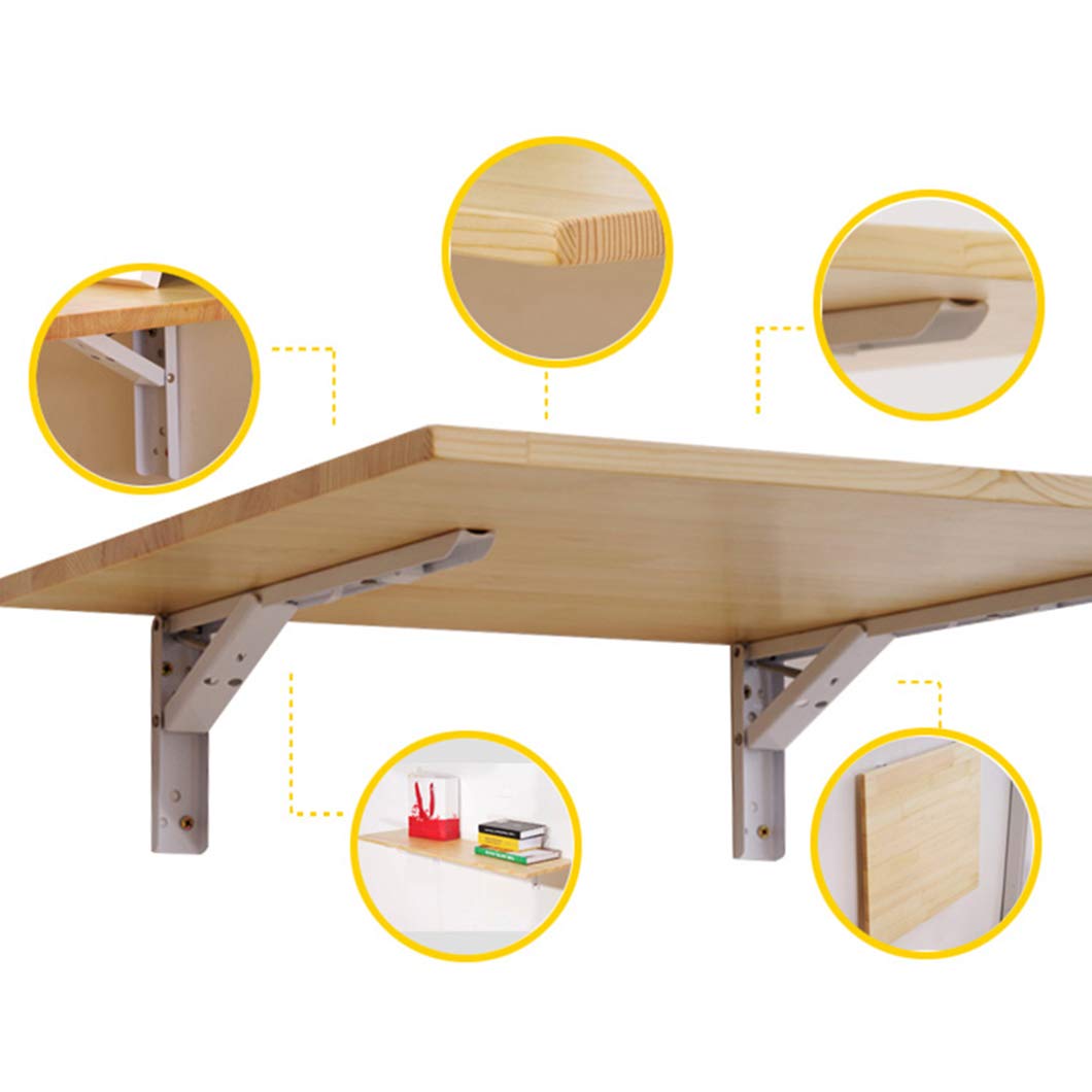 Space-Saving Wall-Mounted Folding Table - Solid Wood Floating Desk for Home Office, Kitchen & Dining | Multi-Functional Workstation for Small Spaces, Computer Work & Meal Prep
