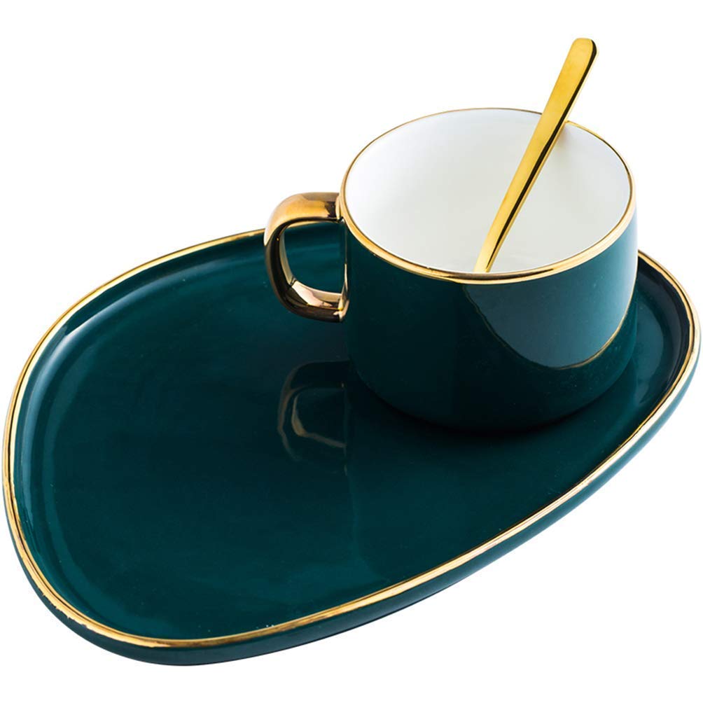 Premium Ceramic Tea & Coffee Cup Set - Elegant Espresso, Cappuccino & Travel Mug with Saucer - Perfect for Home, Office & Gifting - BPA-Free Dishwasher Safe Cups for Hot & Cold Beverages