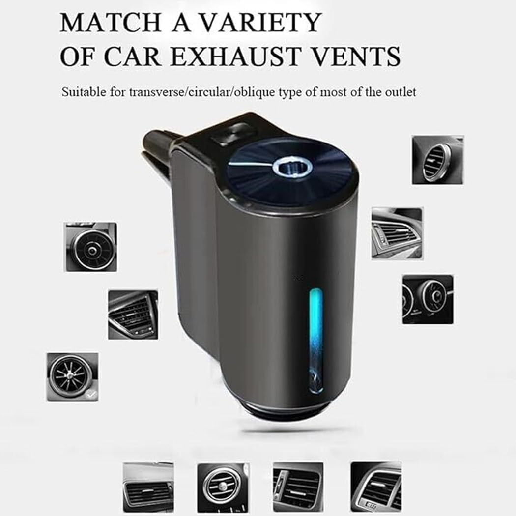 Smart Car Air Freshener Diffuser - 3 Adjustable Fragrance Settings, USB Rechargeable, Auto Scent Dispenser for Vehicles - Perfect for Long Drives, Office Commutes & Road Trips (Ocean Scent Refill Included)