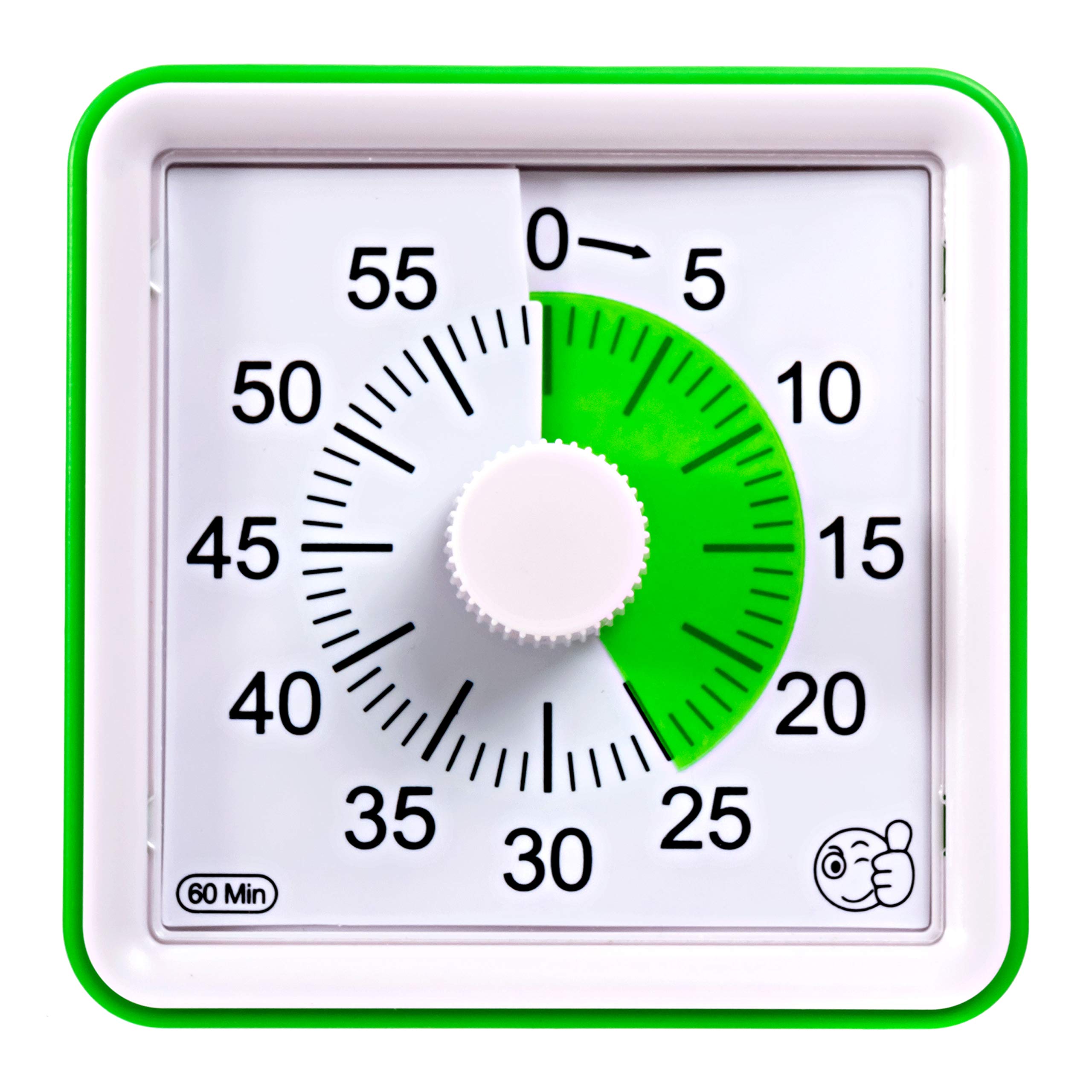 60-Minute Visual Analog Timer - Silent Countdown Clock for Classroom, Kids with Autism, Kitchen & Office Use - No Loud Ticking, Adjustable 3-60 Sec Alarm, Green - Perfect for Time Management, Cooking, Study & Therapy Sessions