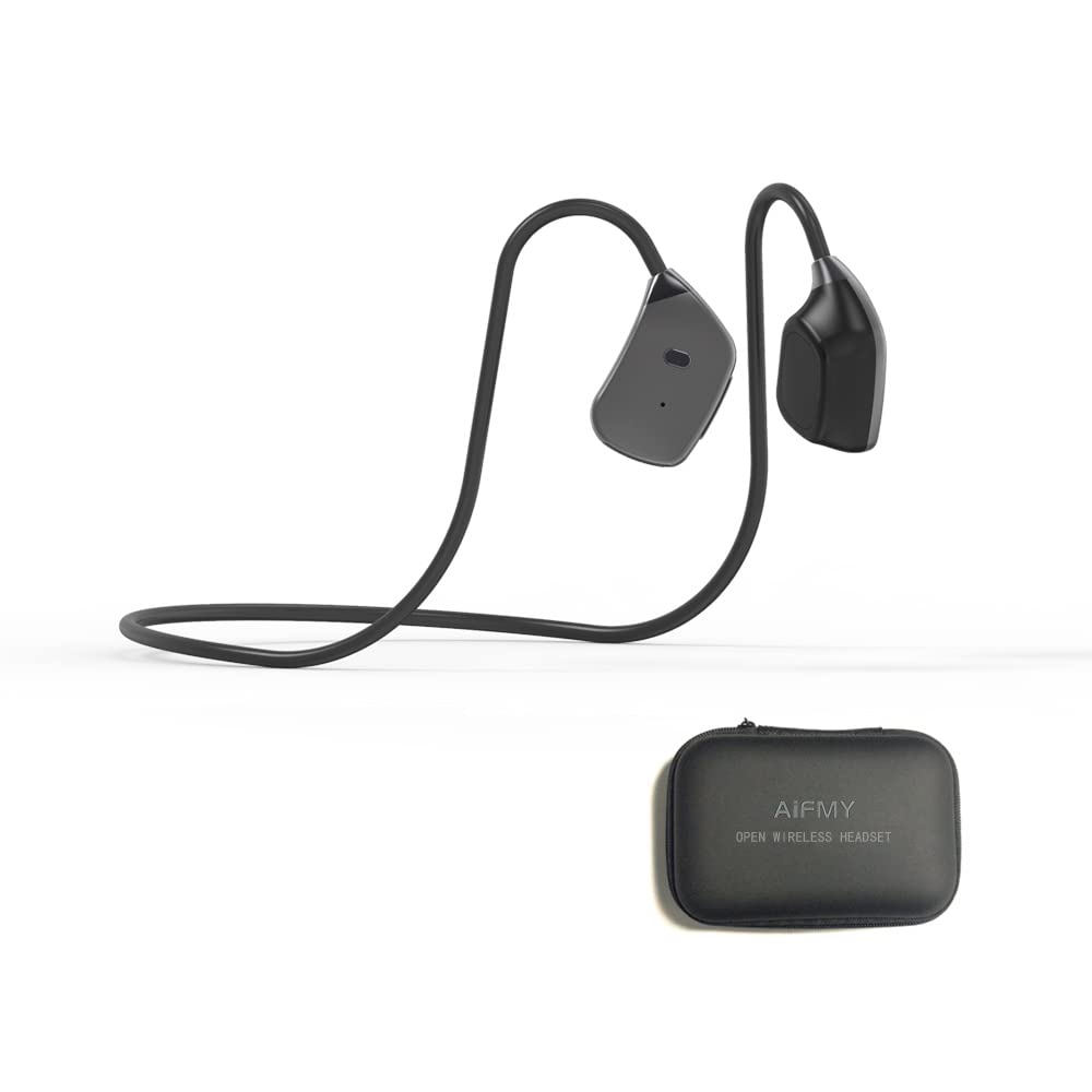AIFMY Open Ear Wireless Air Conduction Headphones with MP3 Player - 16GB Built-in Memory, Bluetooth 5.1 Sports Headset with Mic (Gray) - Perfect for Running, Cycling & Outdoor Activities