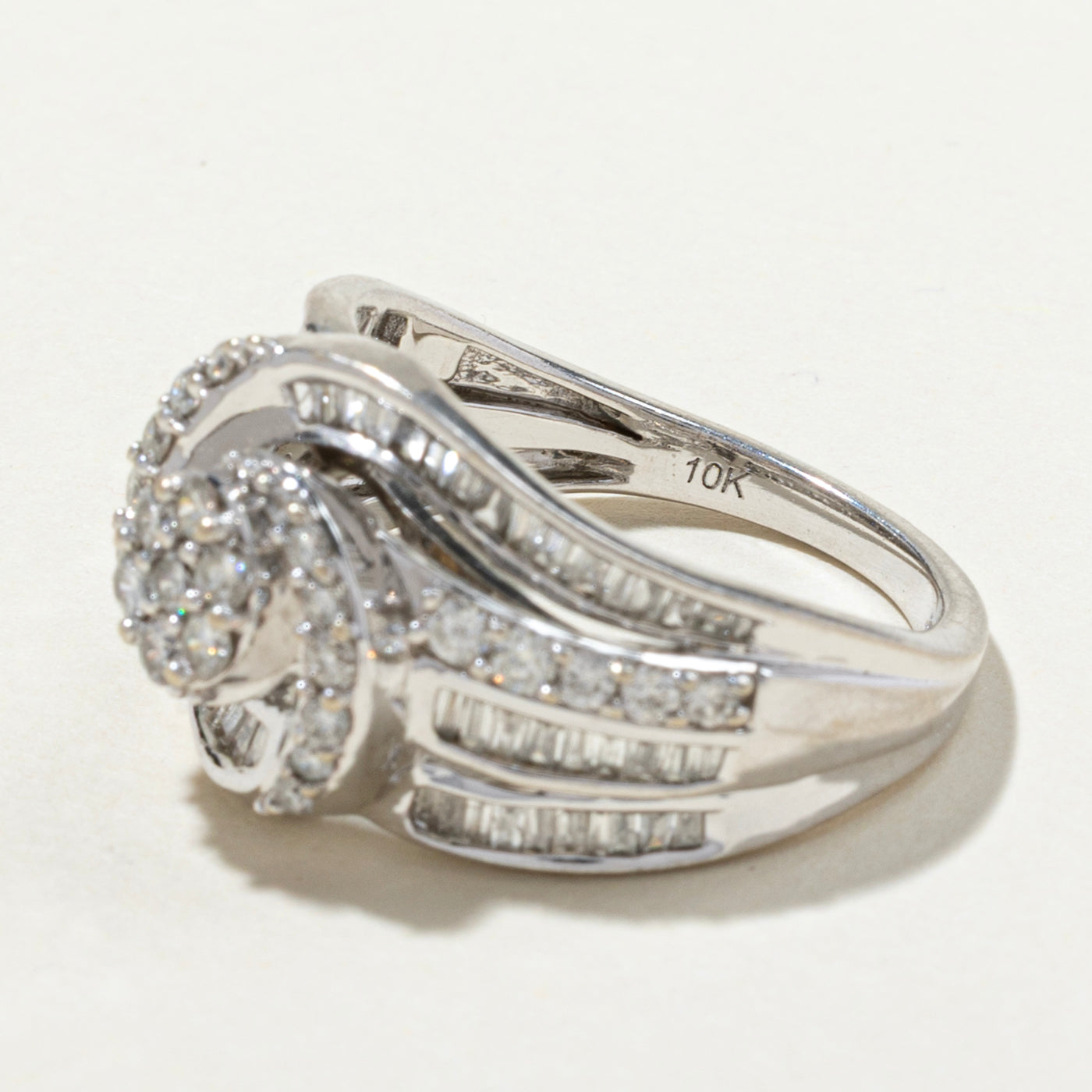 1.38ctw Diamond Cluster Bypass Cocktail Ring for Women - Size 7 | Elegant Statement Jewelry for Parties, Weddings & Special Occasions