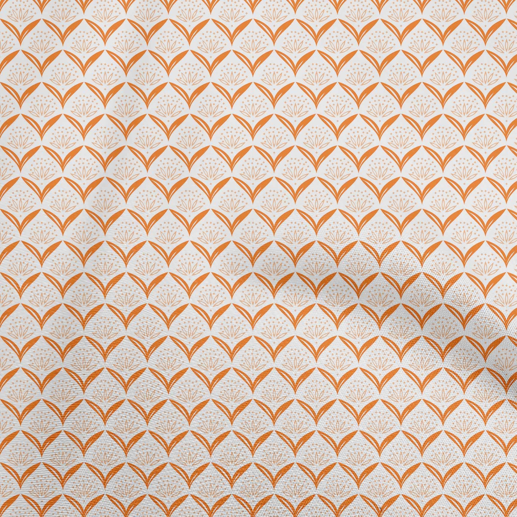 oneOone 100% Cotton Poplin Orange Fabric with Geometric Floral Print - 42 Inch Wide for DIY Clothing, Quilting & Home Decor Sewing Supplies | Perfect for Dresses, Curtains & Craft Projects