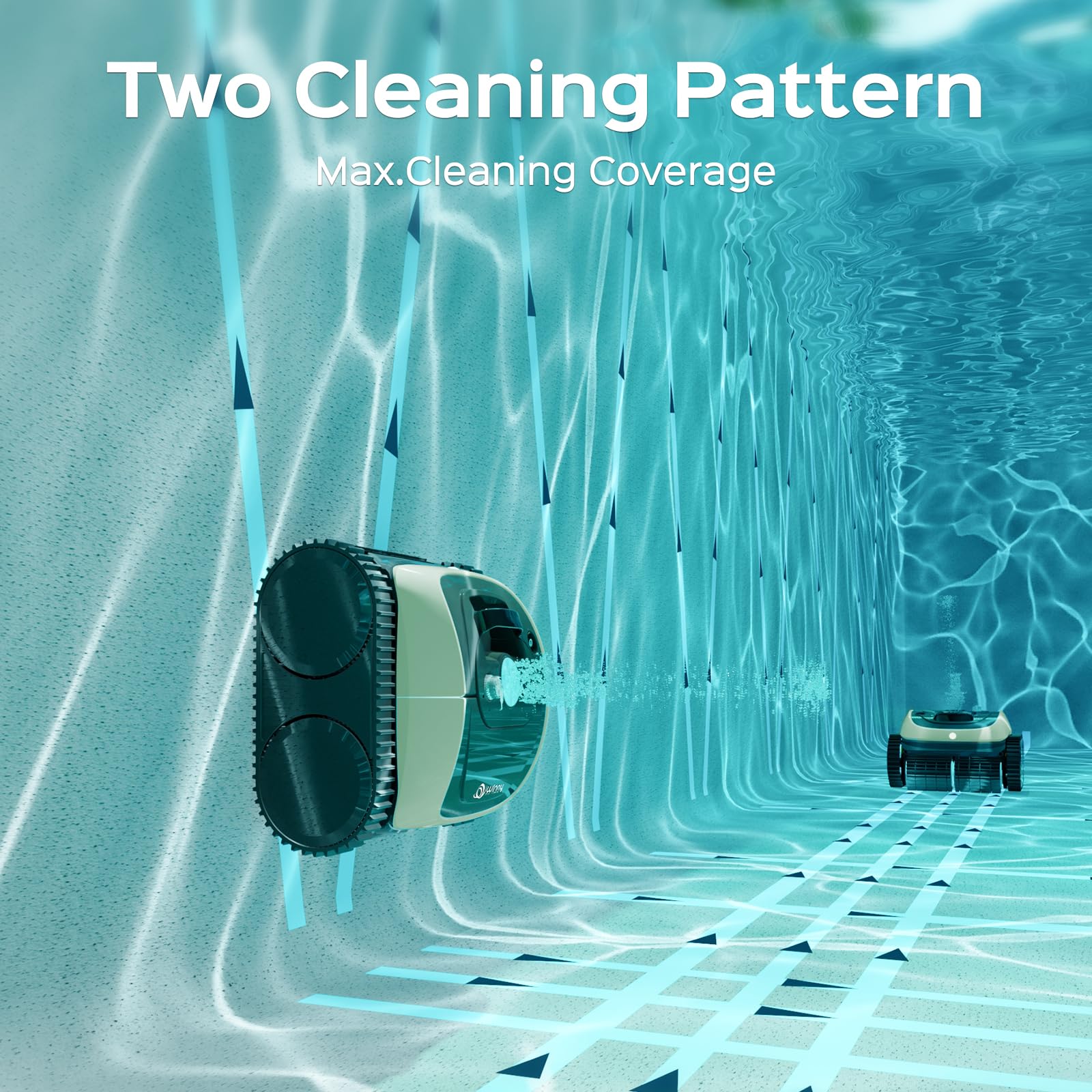 Cordless Robotic Pool Cleaner for Inground Pools - 1600 Sq.ft, 150min Runtime - Perfect for Wall & Waterline Cleaning