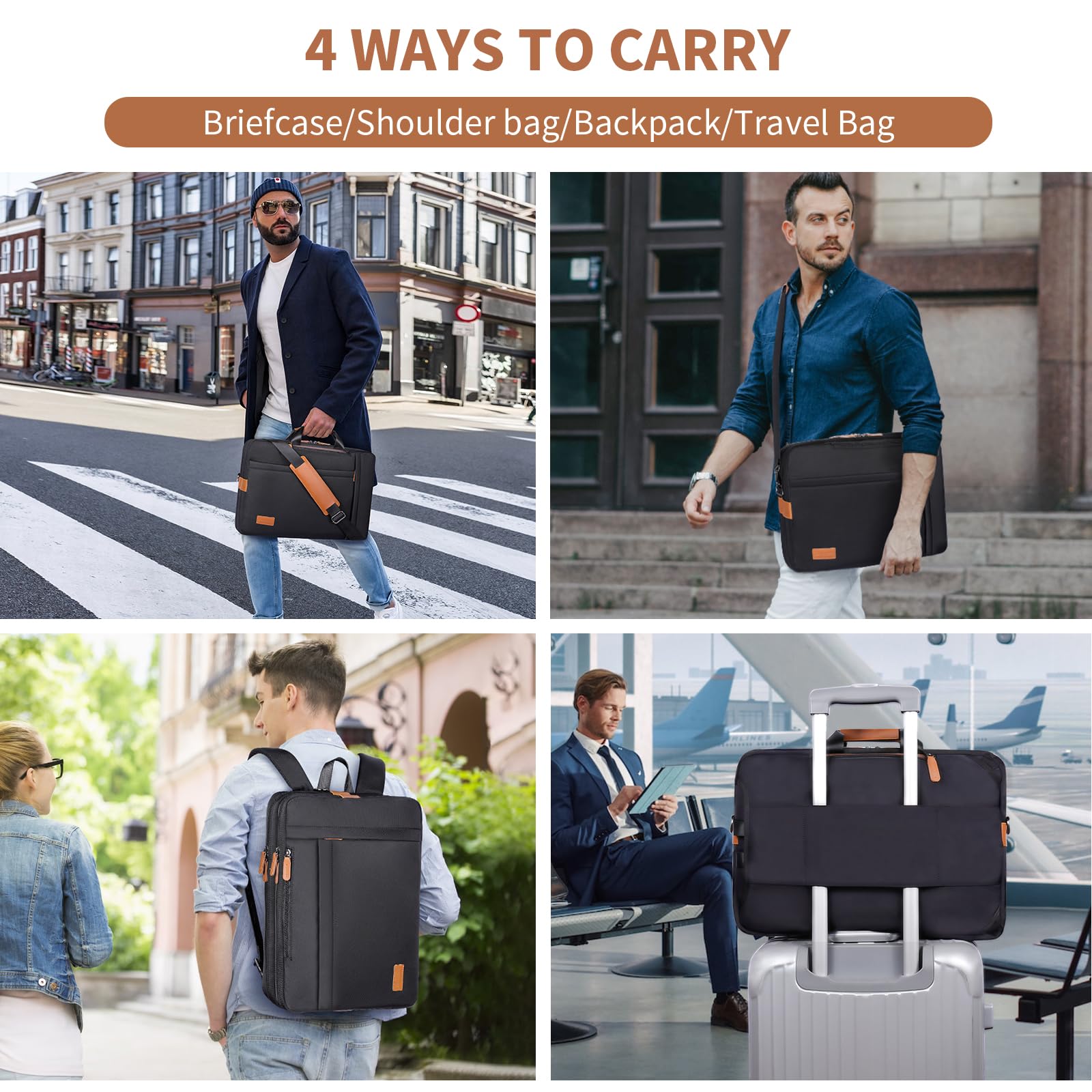 ESTARER 3-in-1 Convertible Laptop Backpack for Men - 17-17.3 Inch Water Resistant Nylon Messenger Bag for Work, Travel & Business - Ideal for Office, Commute, and Daily Use