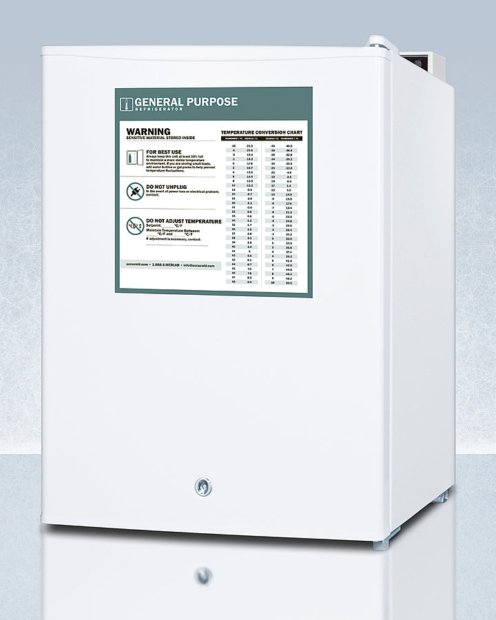 Accucold Compact All Refrigerator with Automatic Defrost - 2.8 Cu.Ft Energy Efficient Freezerless Fridge for Home, Office, Dorm or Garage - FF28LWHGP