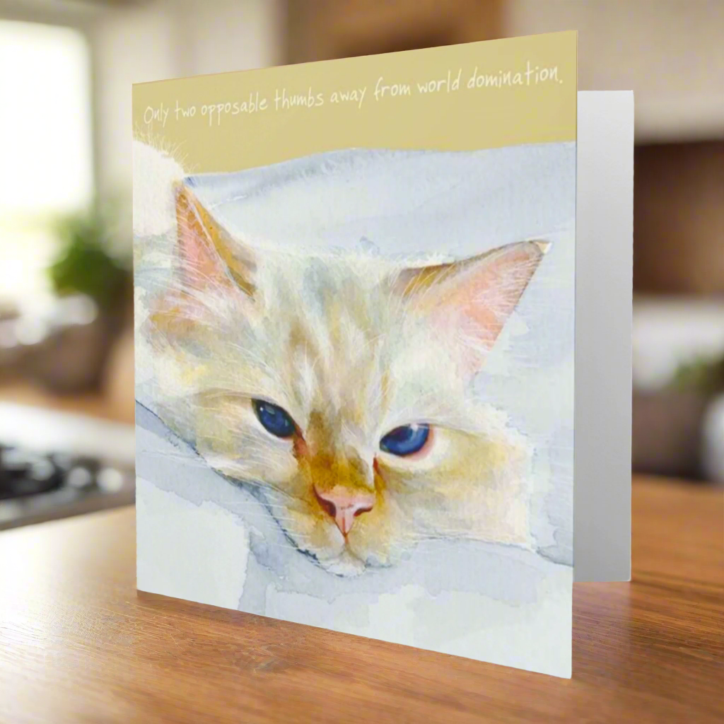 Two Thumbs Up Cat Greeting Card by Anna Danielle - Funny Cat Birthday Card for Cat Lovers, Perfect for Birthdays, Anniversaries & Special Occasions