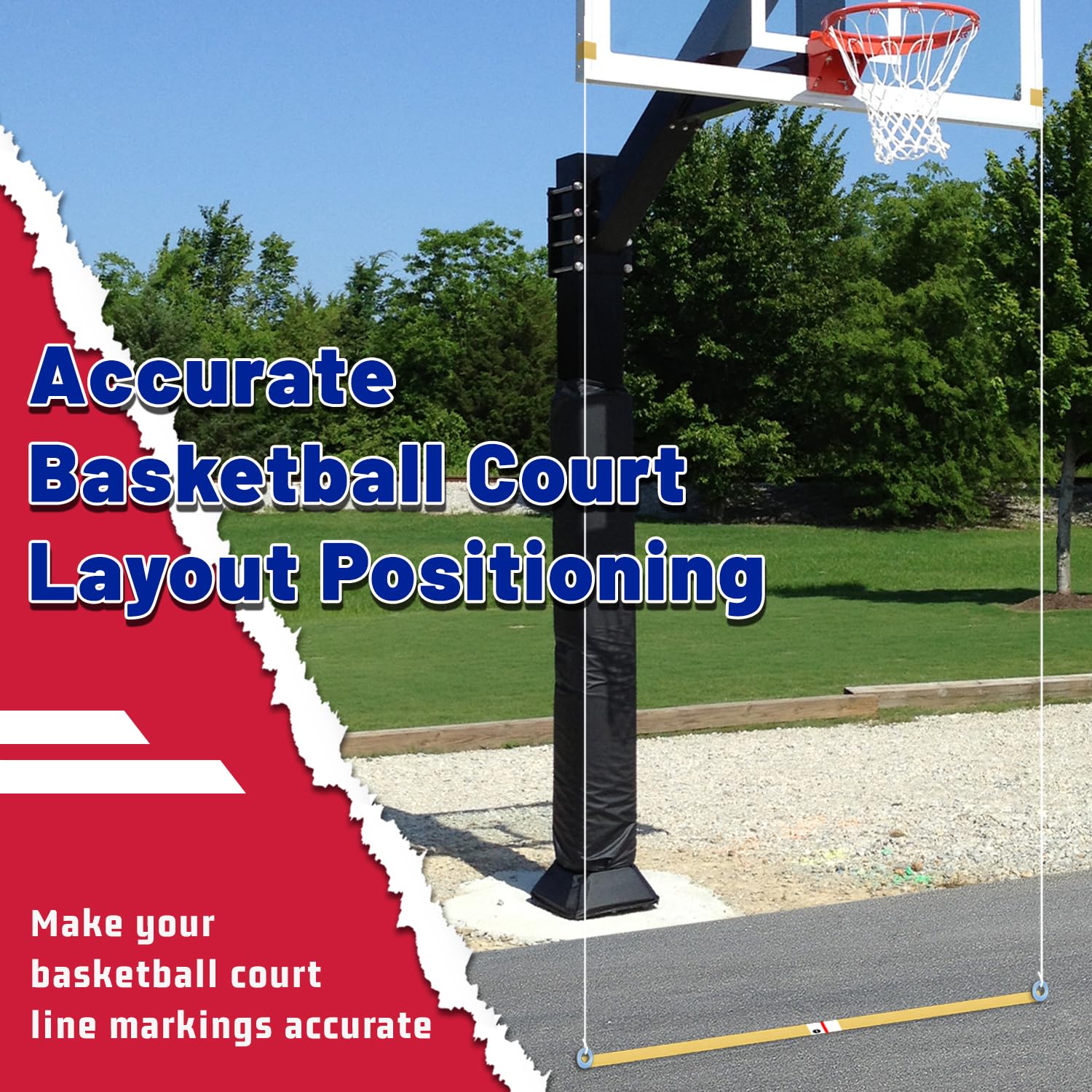 Basketball Court Stencil Kit - Reusable Driveway Marking Template with Clear Instructions for High School & Home Use | Perfect for DIY Backyard, Driveway & Outdoor Basketball Courts
