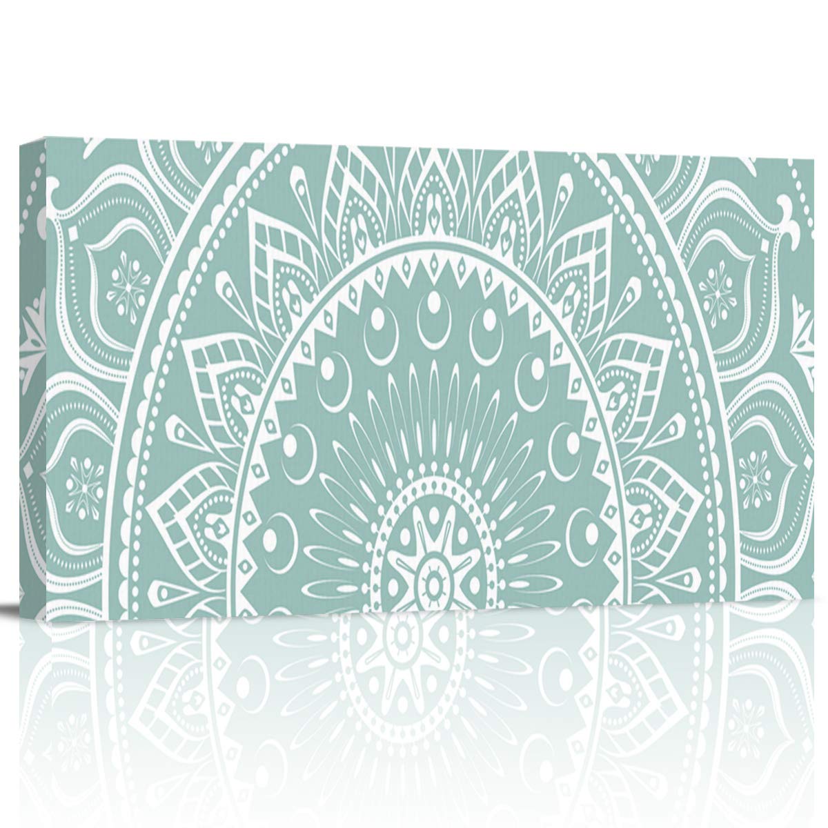 Aesthetic Light Teal Canvas Wall Art - 20x40 Inch Framed Ready to Hang Printed Painting for Living Room & Bedroom Decor | Perfect Housewarming Gift & Modern Home Wall Decoration