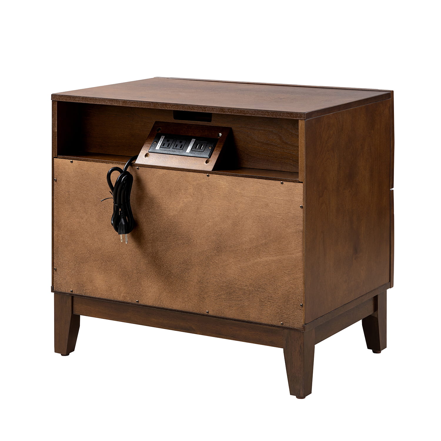 2-Drawer Nightstand with Built-in USB Outlets - Modern Bedside Table for Charging Devices, Perfect for Bedroom, Living Room, or Office