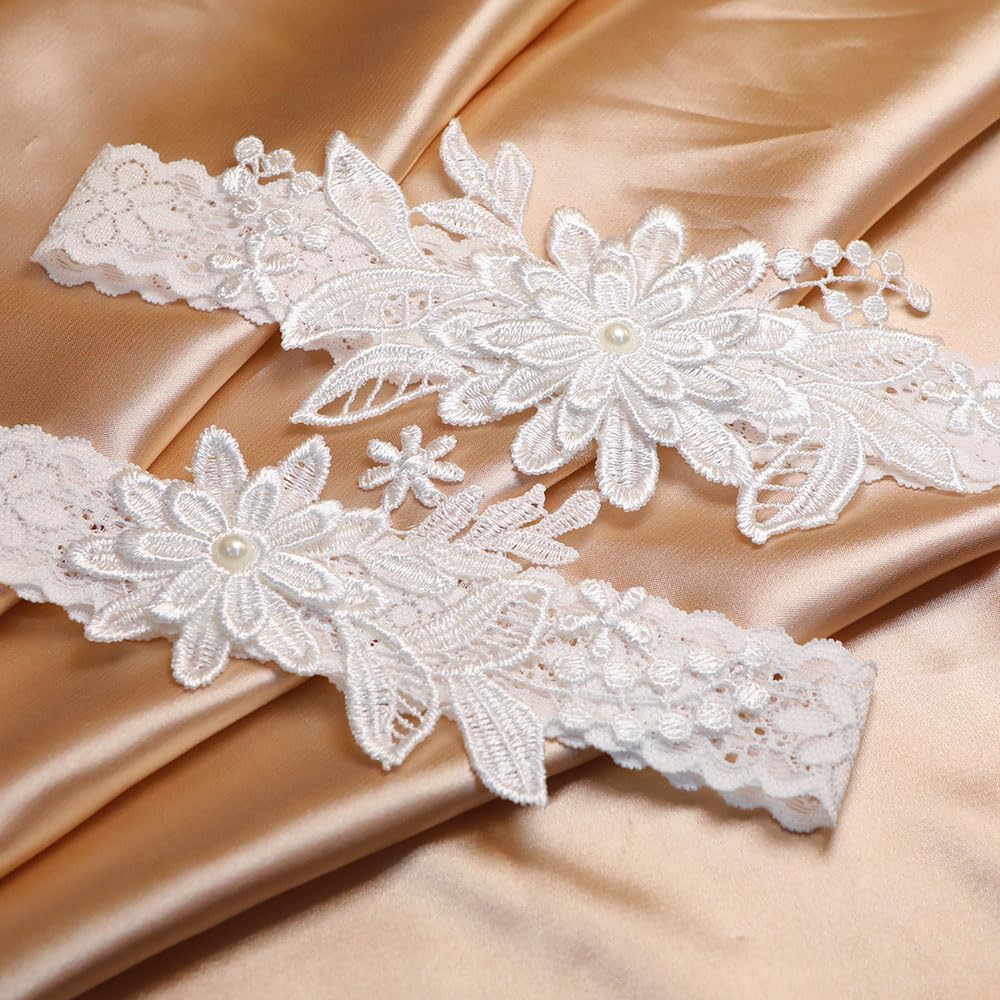 Elegant Lace Wedding Garters for Bride - Romantic Bridal Garter Belt Set with Bow - Perfect for Wedding Day, Bouquet Toss & Something Blue Tradition - Bride's Essential Accessories