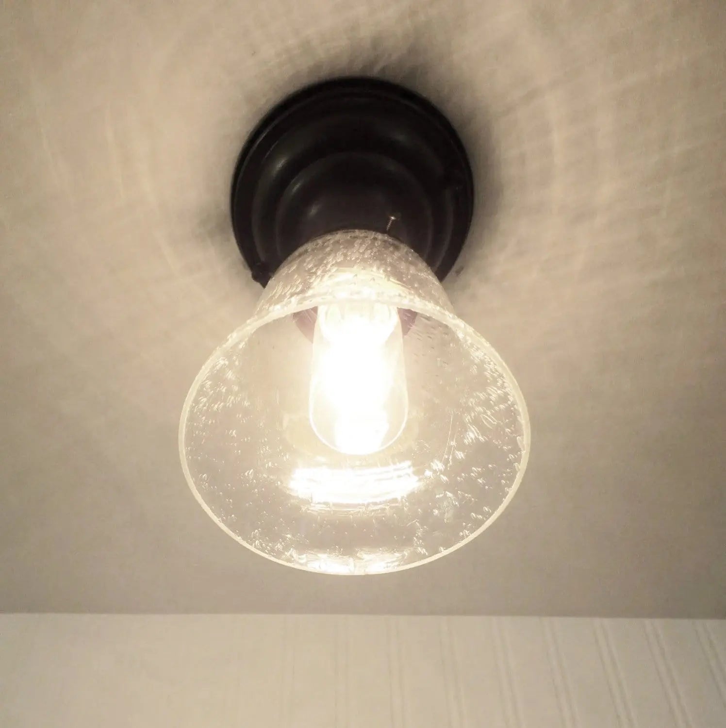 Seeded Glass Flush Mount Ceiling Light Fixture - Vintage Style for Living Room, Bedroom, or Hallway Lighting