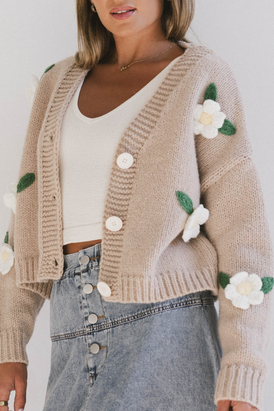 Annai Floral Cardigan for Women - Lightweight Knit Open Front Sweater - Perfect for Spring & Summer - Office, Casual, Date Night Outfits