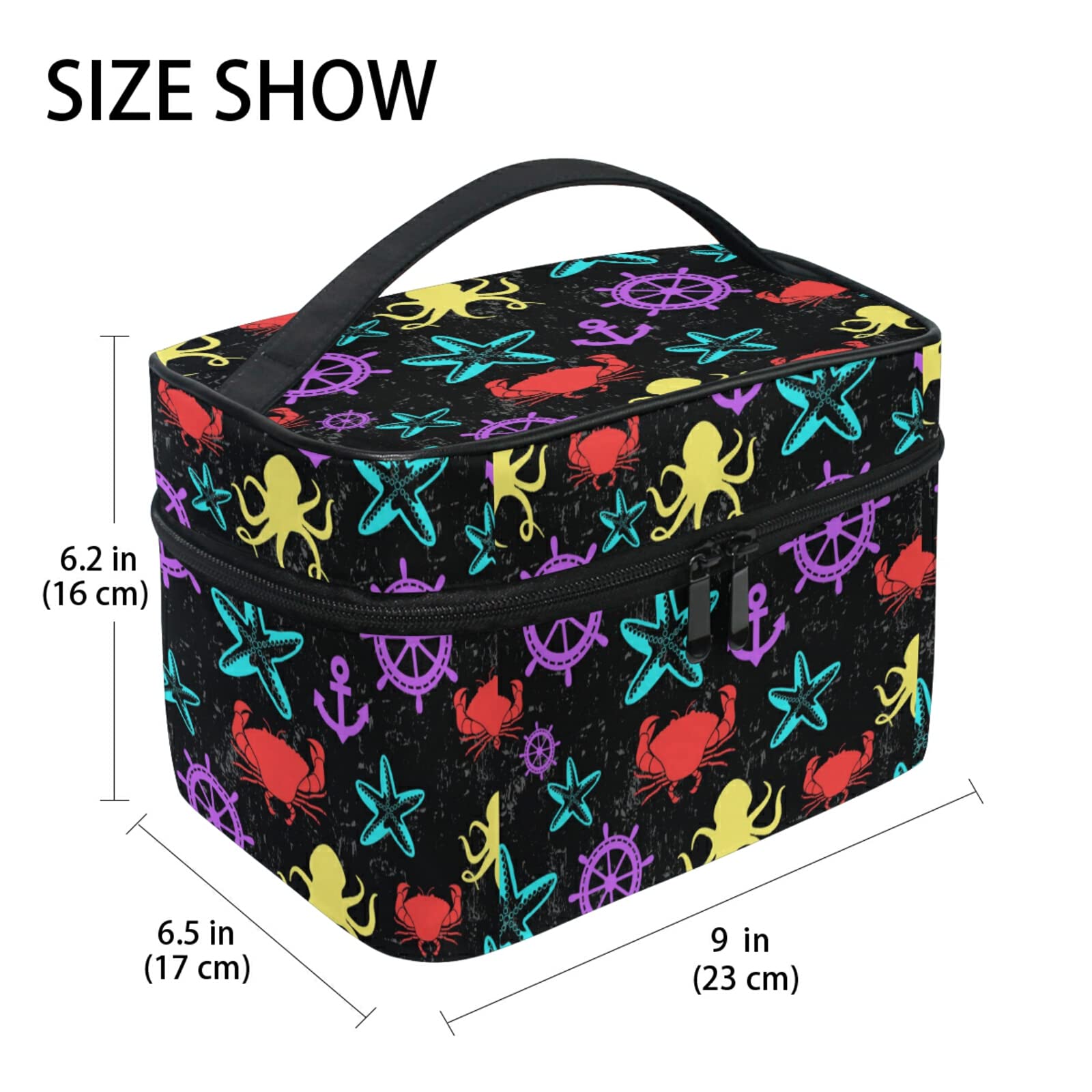 Stylish Sea Animal Octopus Crab Makeup Bag for Women - Waterproof Cosmetic & Toiletry Travel Organizer - Perfect for Beach Trips, Gym Essentials, and Daily Makeup Storage