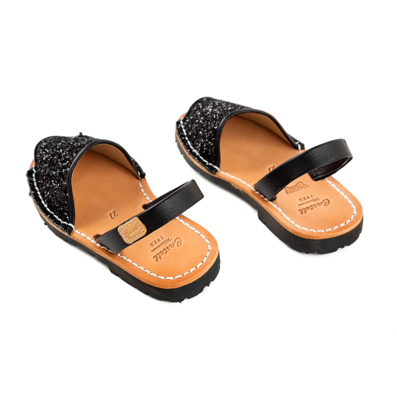 Sparkly Leather Menorcan Sandals for Kids - Iker 1097R - Comfortable & Stylish Beach Shoes for Summer Vacations & Outdoor Play