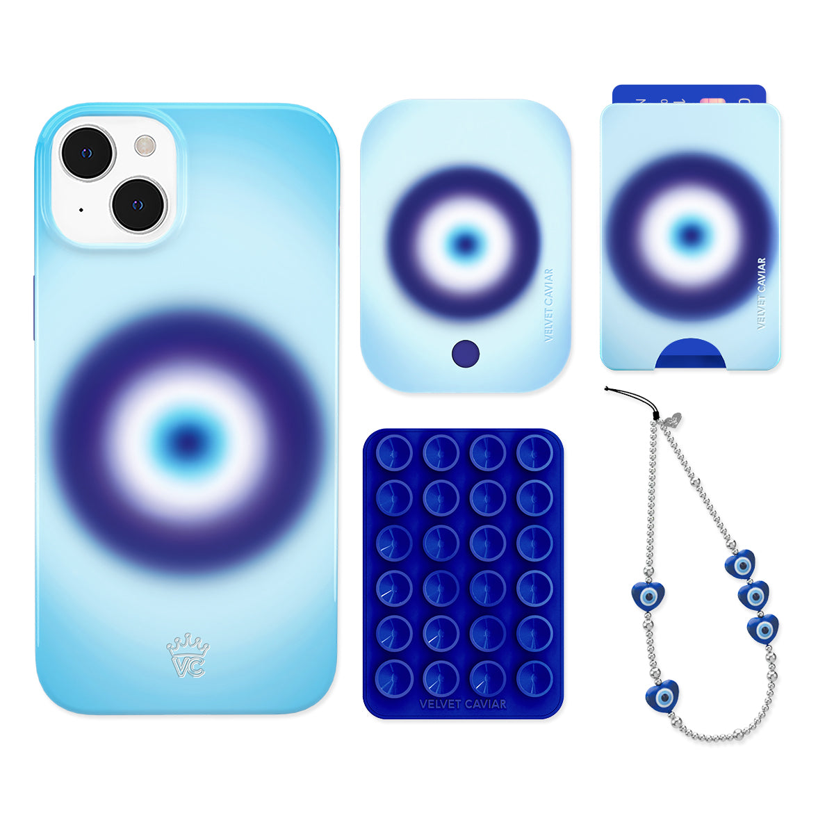 Evil Eye Protection iPhone Case & Wallet Set - Stylish Phone Cover with Card Holder for Women & Men - Perfect for Travel, Work, and Everyday Use