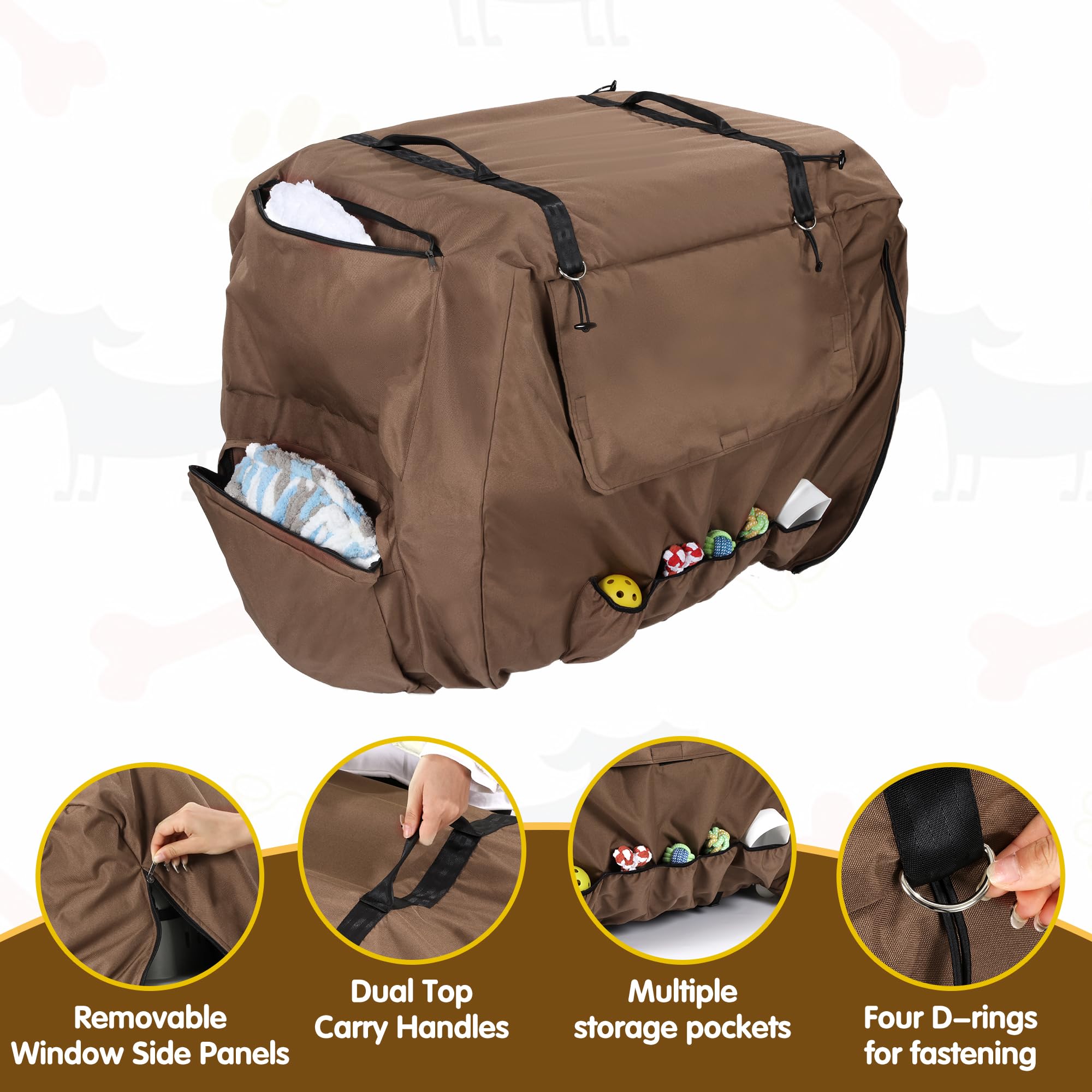 BALAPET Large Thickened Insulated Dog Kennel Cover - Waterproof Oxford Fabric Pet Crate Cover with Windows for Winter Protection, Privacy & Anxiety Relief - Ideal for Puppy Training, Crate Topper & Cold Weather Use