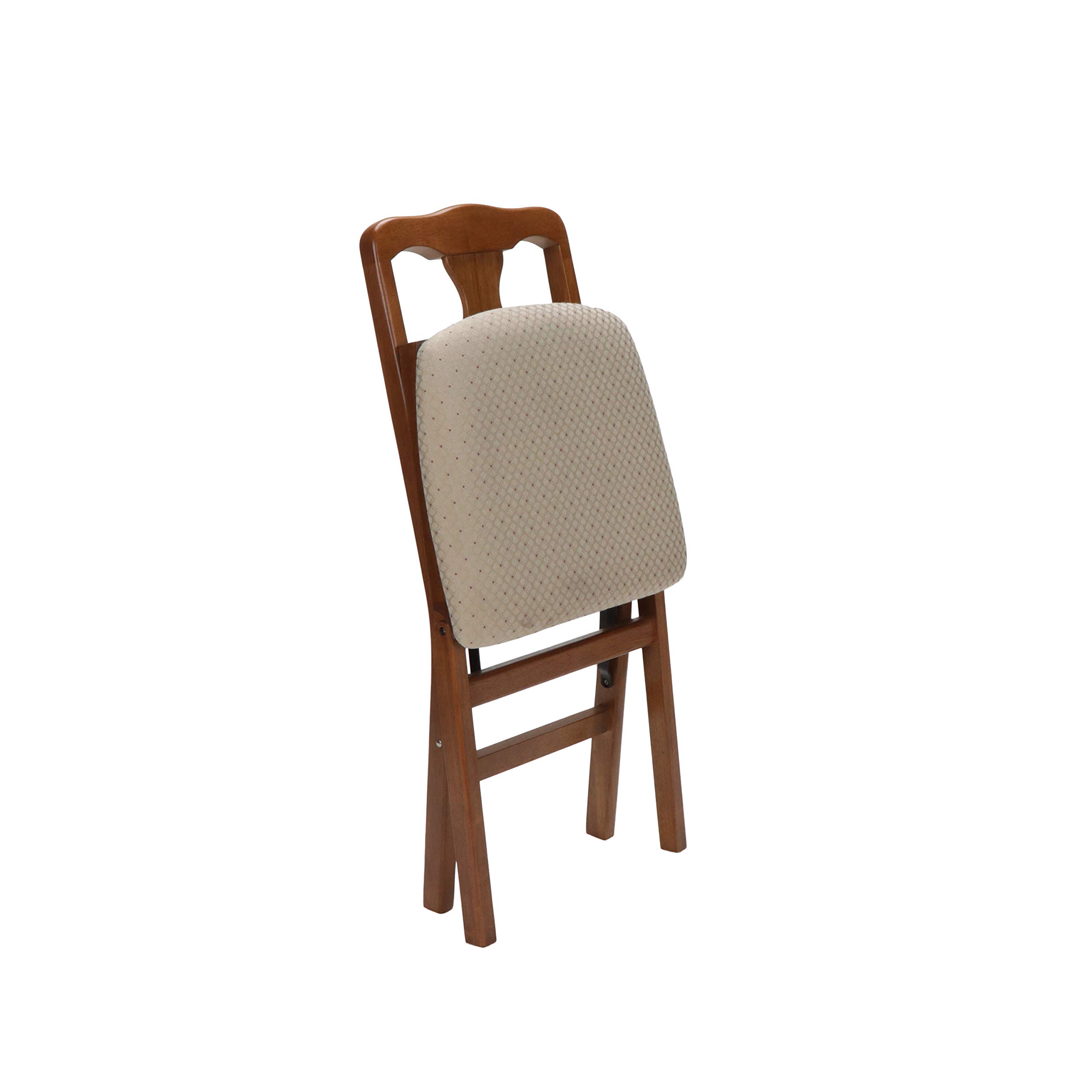 Stakmore Queen Anne Folding Chairs Set of 2 - Fruitwood Finish - Space Saving Dining Chairs for Small Spaces, Kitchen, Banquet & Extra Seating