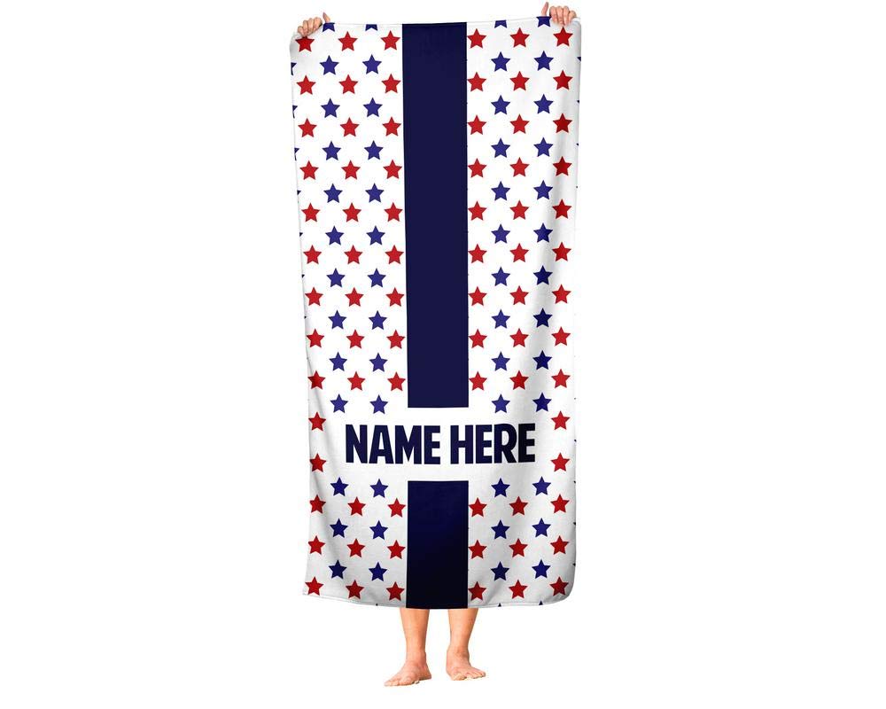 Extra Large Personalized American Flag Towel for Kids & Adults - Custom Oversized Travel, Beach, Pool & Bath Towel for Toddler, Baby, Boys & Girls - Perfect for Summer Vacations, Swimming & Outdoor Activities