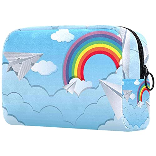 Waterproof Travel Toiletry Bag for Women & Men - Large Cosmetic Makeup Organizer with Zipper - Sky with Paper Airplanes Design - Perfect for Airplane Carry-on, Gym, Camping & Vacation Essentials